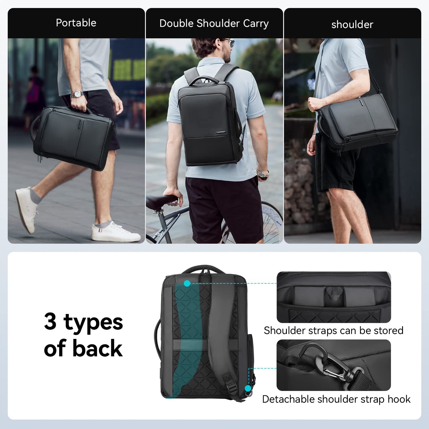 Muzee 3in1 Slim Business Backpack Laptop Backpack For Men with Executive Brie…