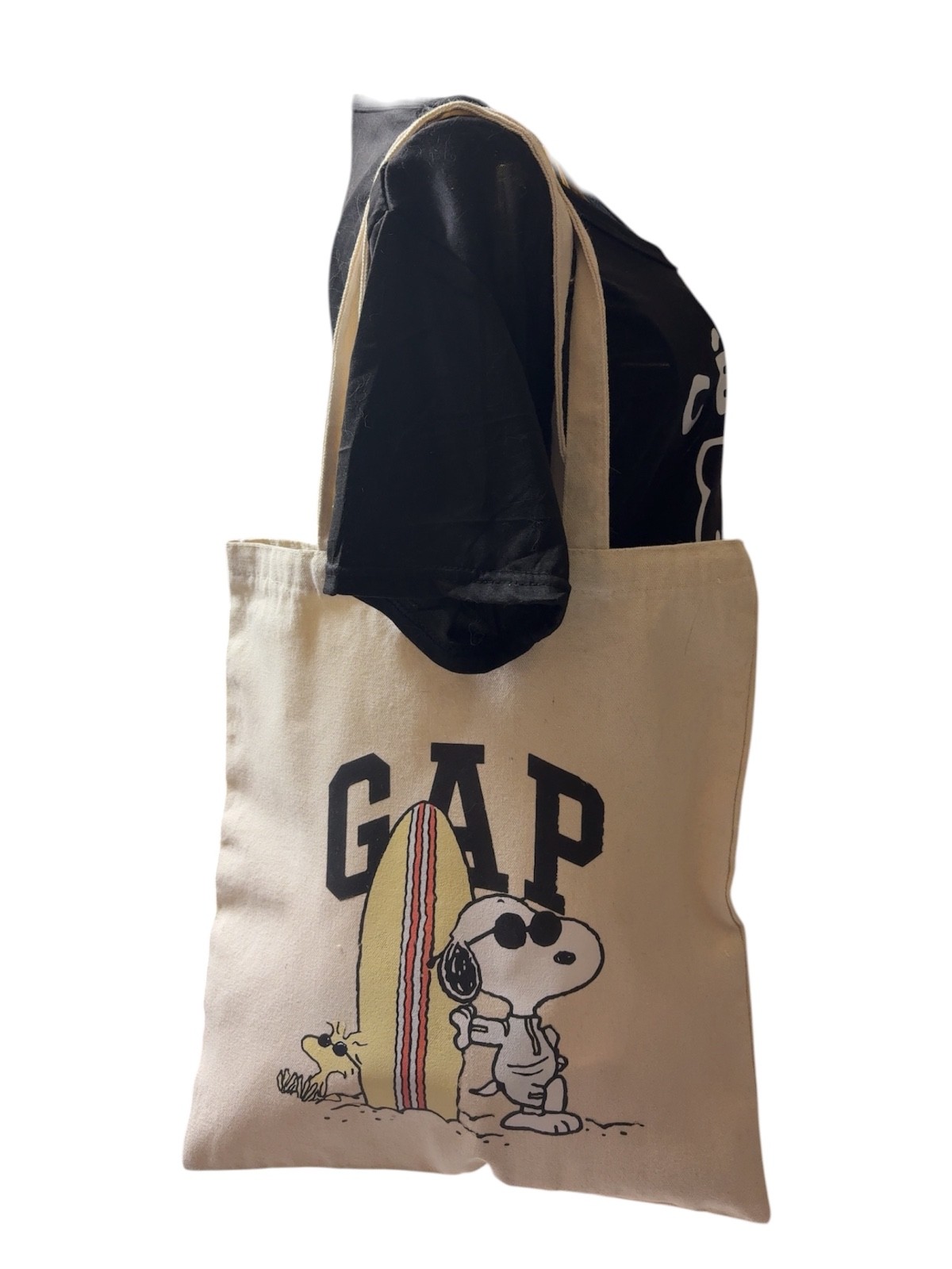 RARE 90s Vintage Peanuts Snoopy Canvas Tote Bag Made in Japan