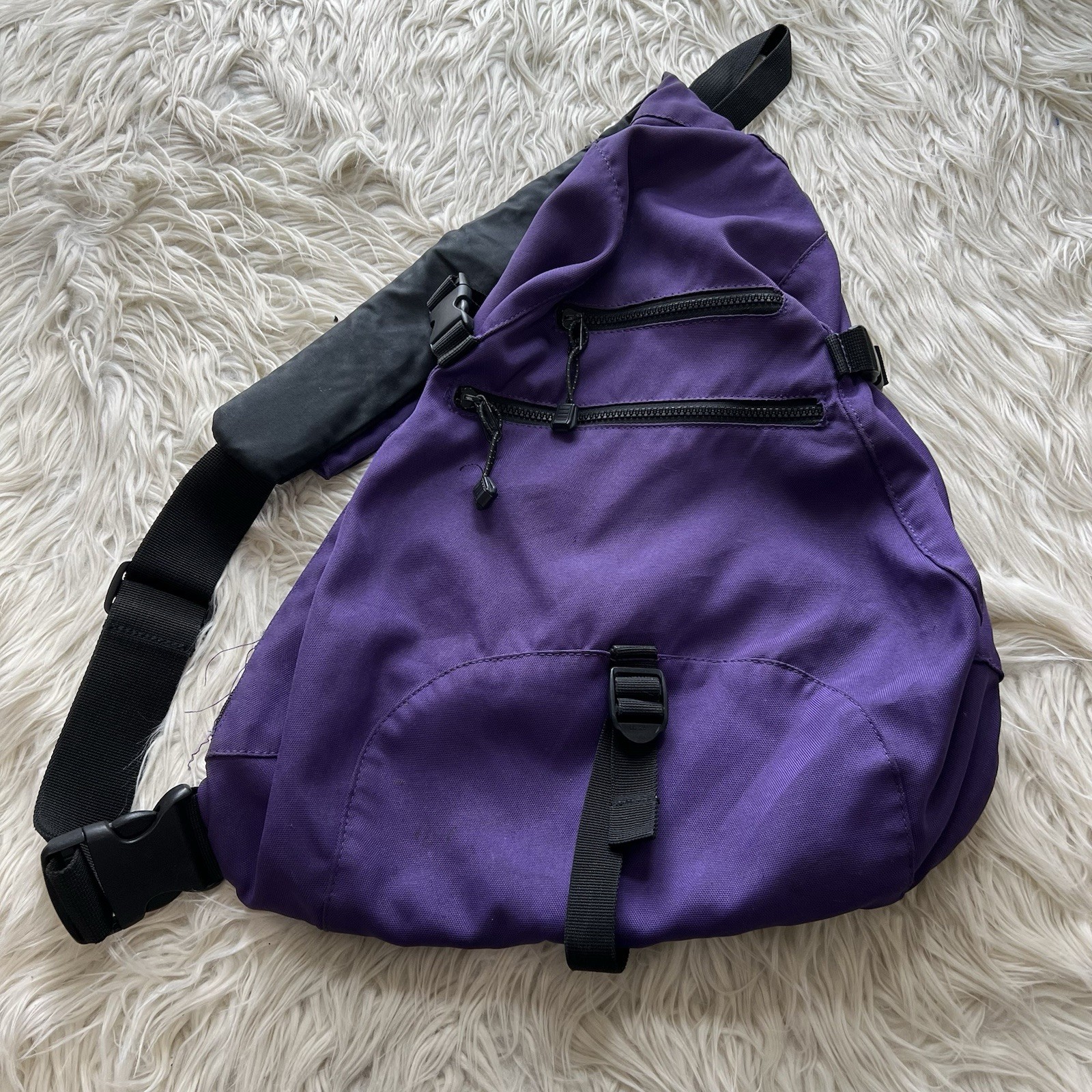 Vintage Y2K Gap Sling One Shoulder Purple Utility Cargo Backpack 2001