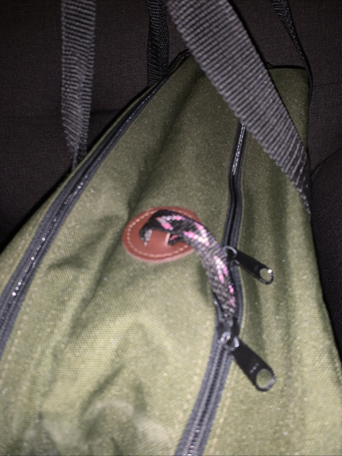 Orvis Messenger Bag Green/Brown Zip Crossbody Shoulder Strap Inner/Outer Pockets
