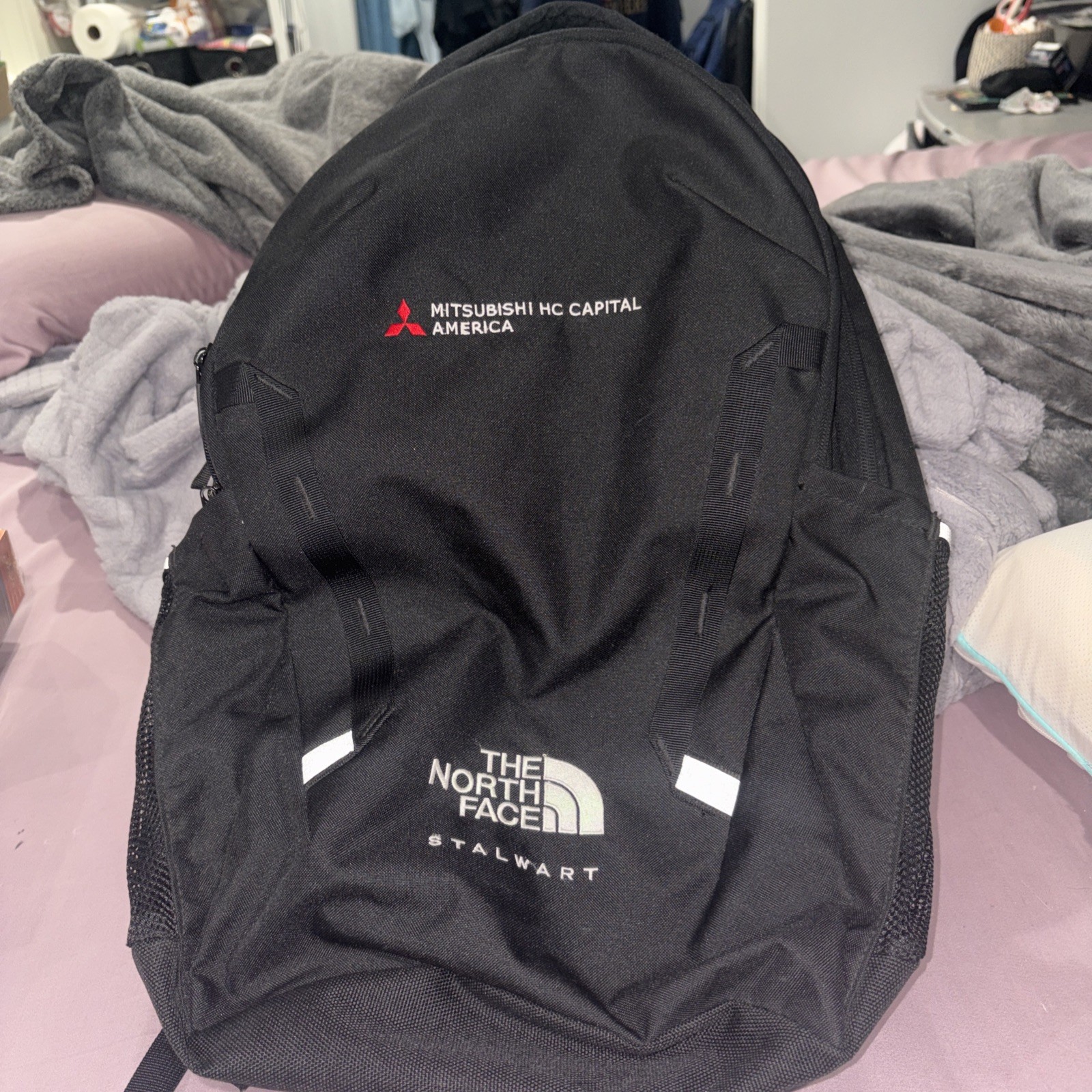 The North Face Stalwart Black Laptop Backpack Mitsubishi Logo