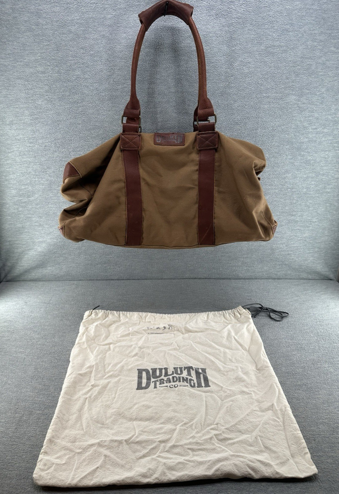 DULUTH TRADING CO. Oil Cloth Leather Duffle Weekender Bag Satchel PU3