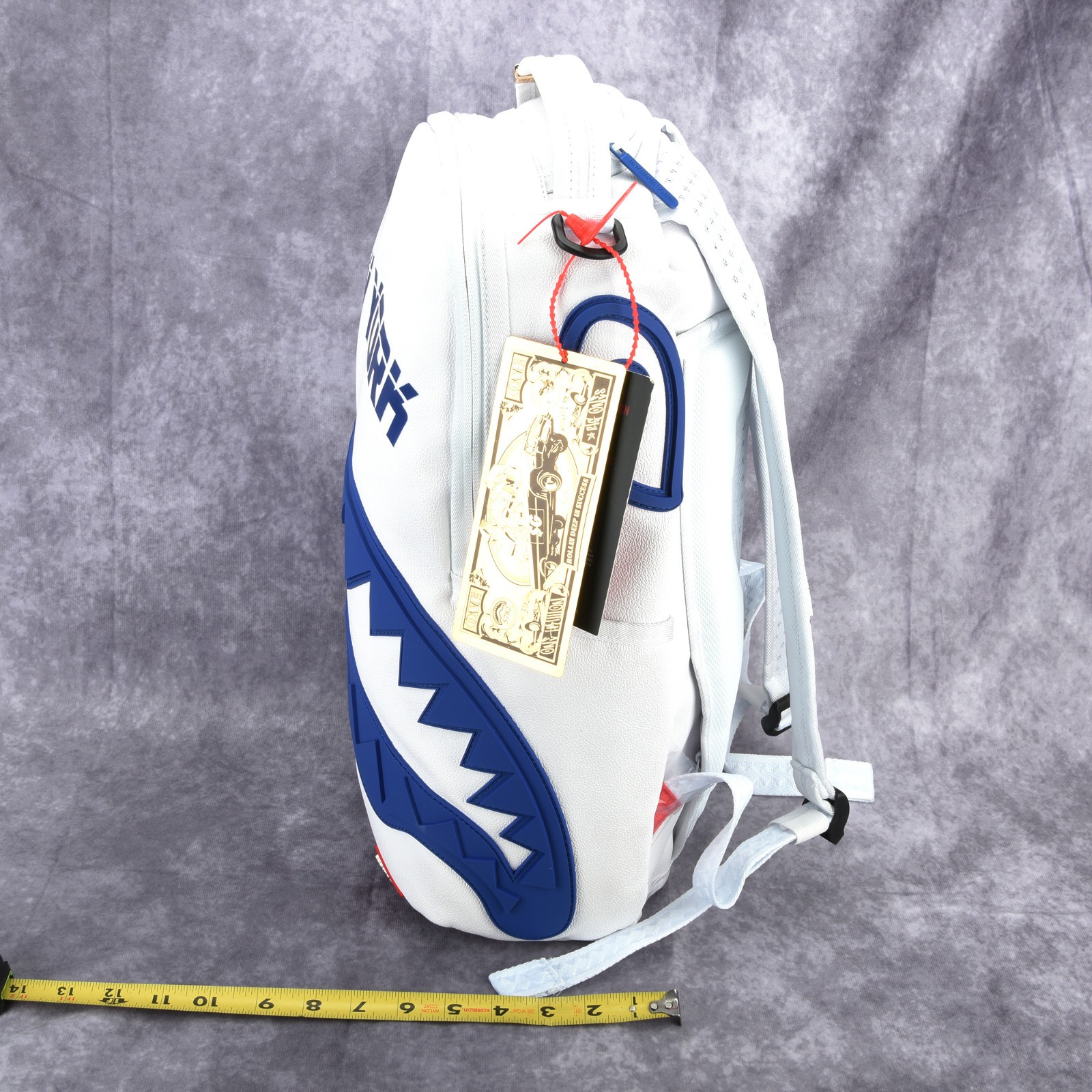 Sprayground Shark PVC Large Leather Backpack Unisex Plaid Natural White New York