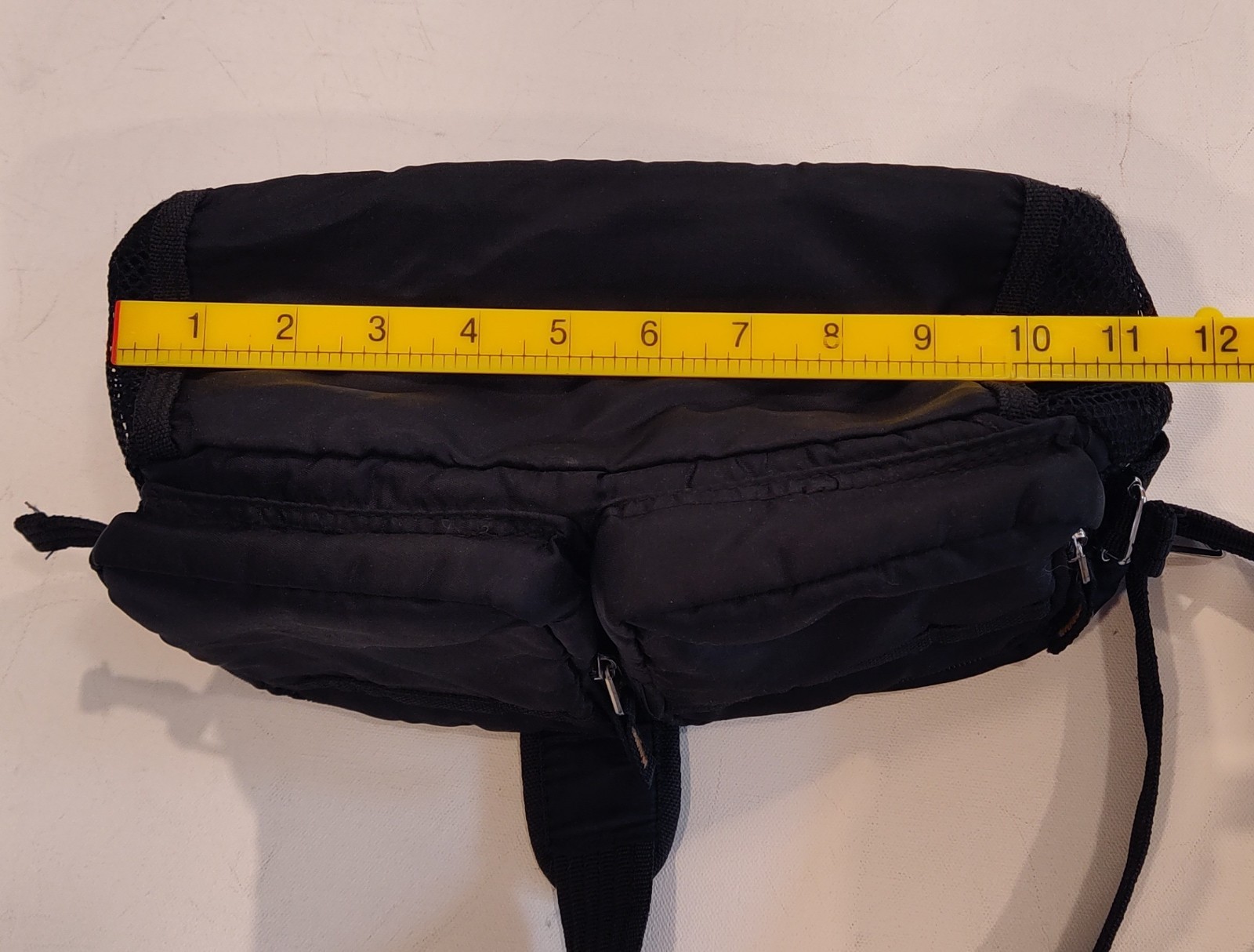 Double Pocket Shoulder Bag Utility Sling Black Padded Strap Crossbody Bag 11x8x4
