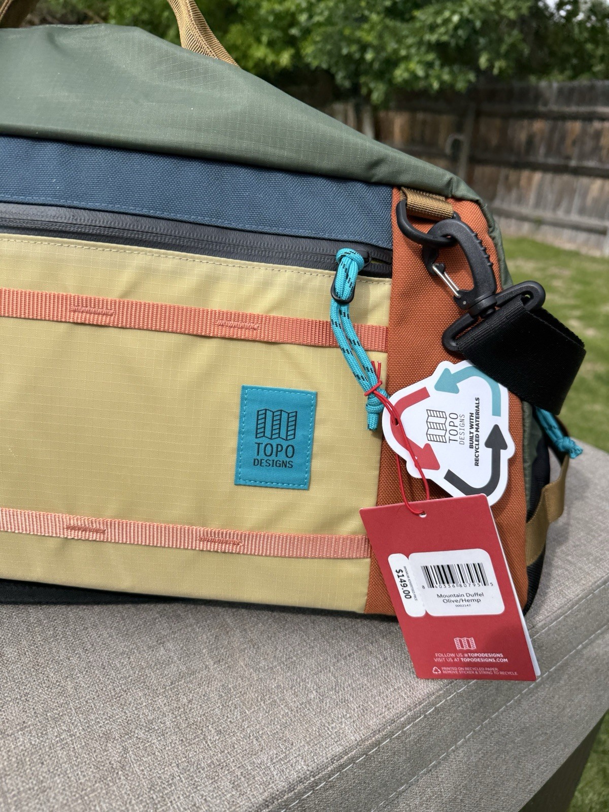 Brand New TOPO DESIGNS “Mountain Duffel” 40L Multicolored Backpack Duffel Bag