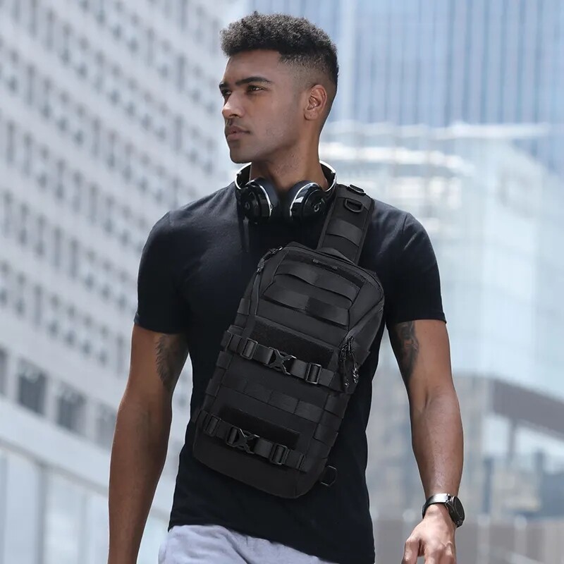 Ozuko Casual Men USB Charge Waterproof Oxford Crossbody Sling Travel Chest Bag