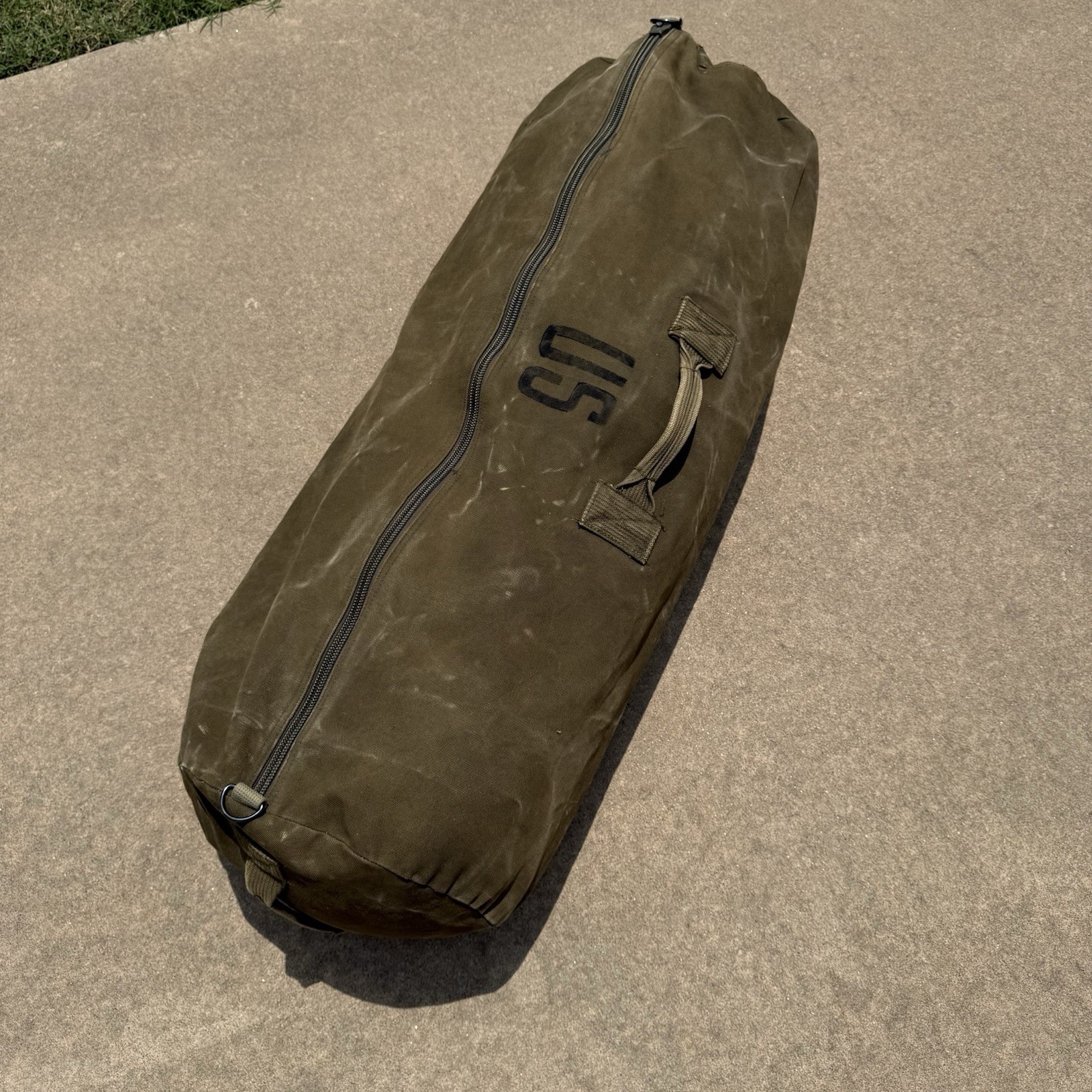 Large Duffle Bag Heavy Duty Cotton Canvas Military Army 36” 3 Handles Distressed