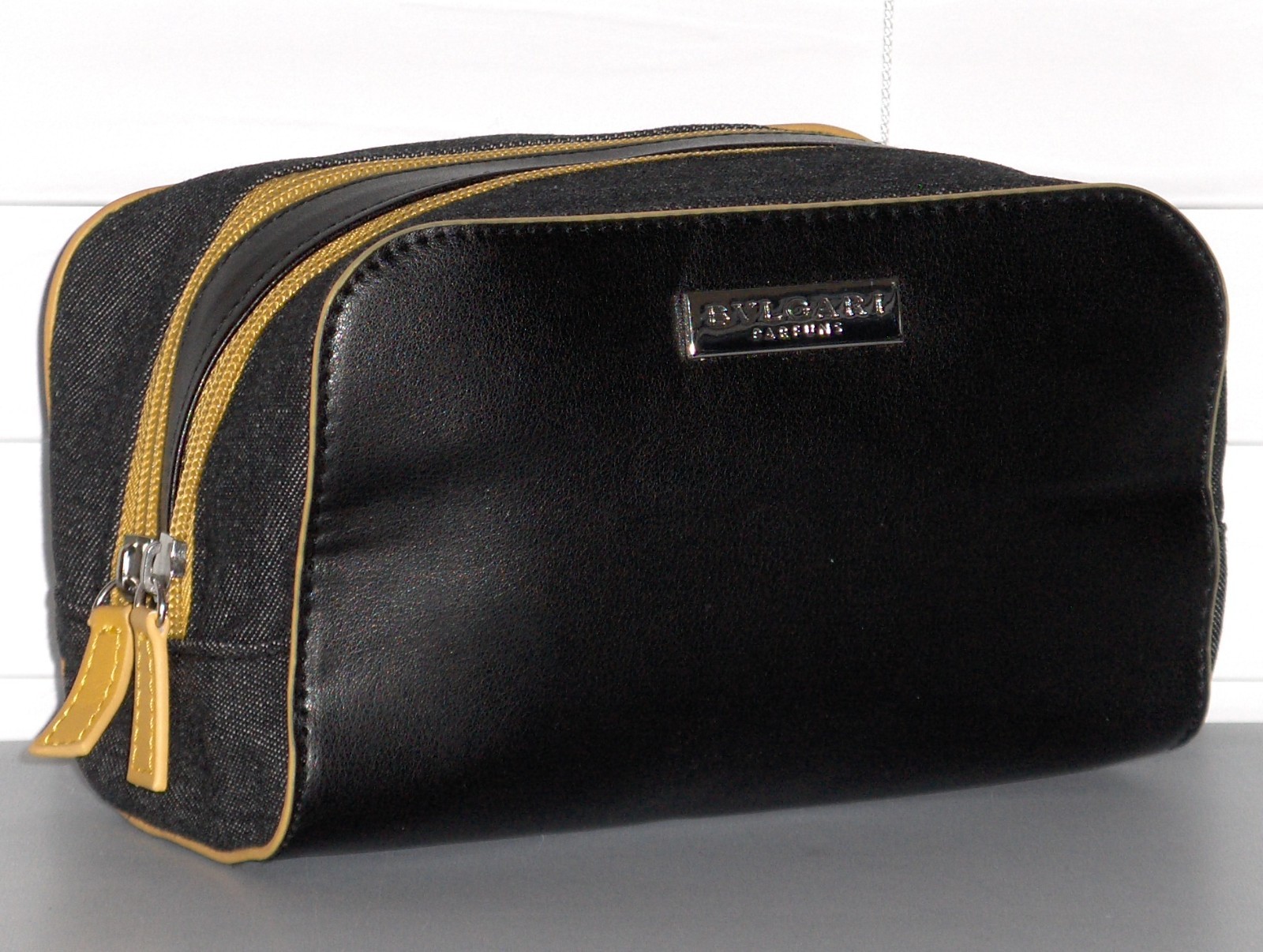 BVLGARI FRAGRANCES Unisex Zip Toiletry Shave Travel Kit Make up Bag, BLACK, New