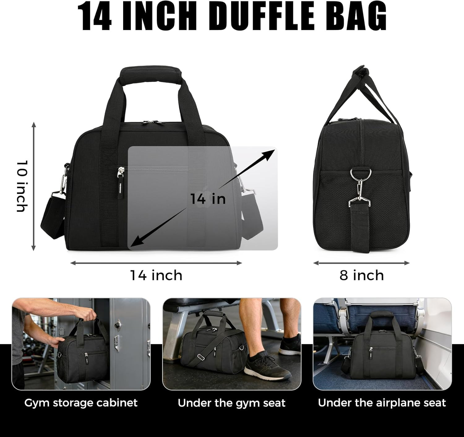 14 Inch Small Gym Bag for Men & Women, Mini Duffle Bag for Travel Sports, Lightw