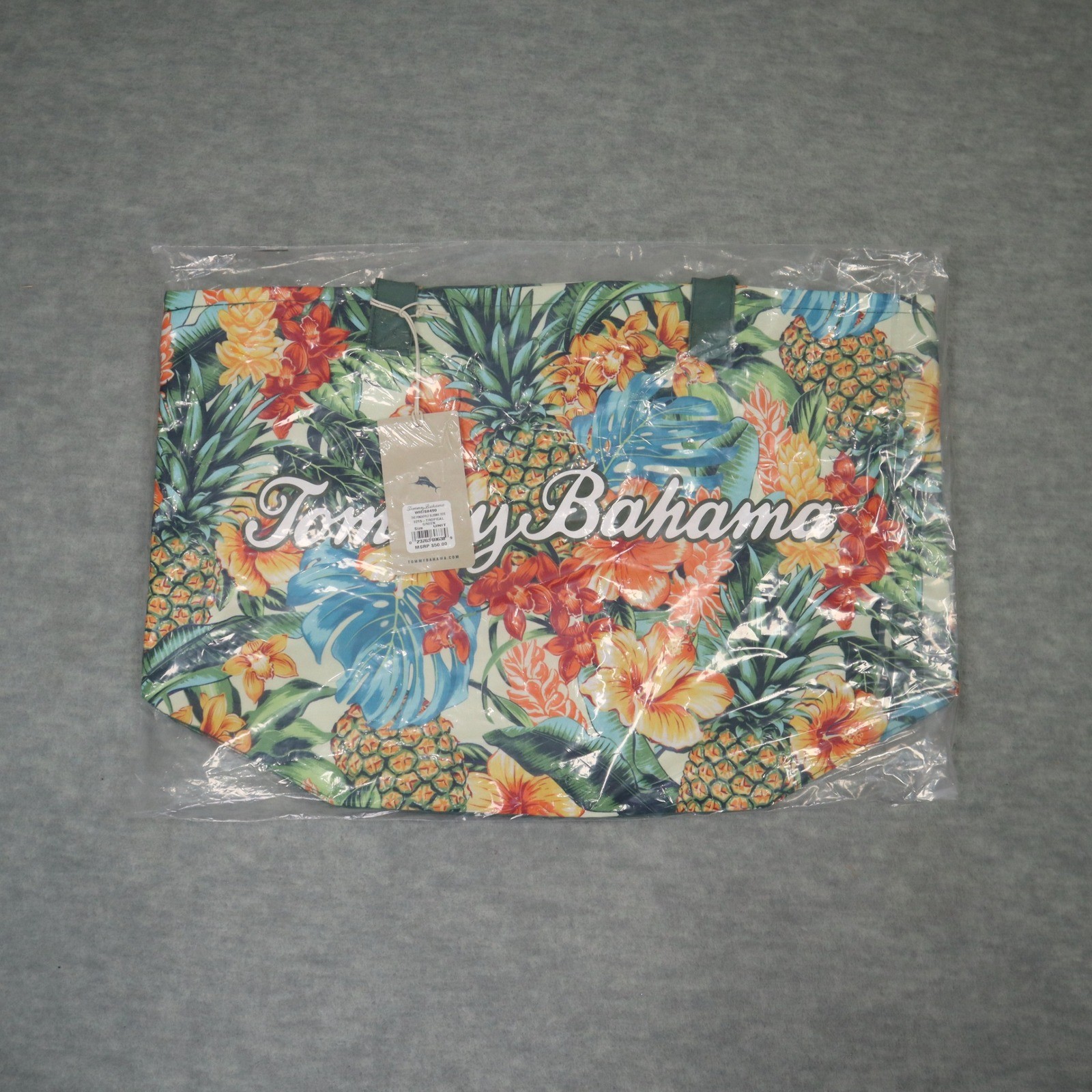Tommy Bahama Pineapple Blooms Tote Tropical Green Floral Beach Bag Aloha NEW