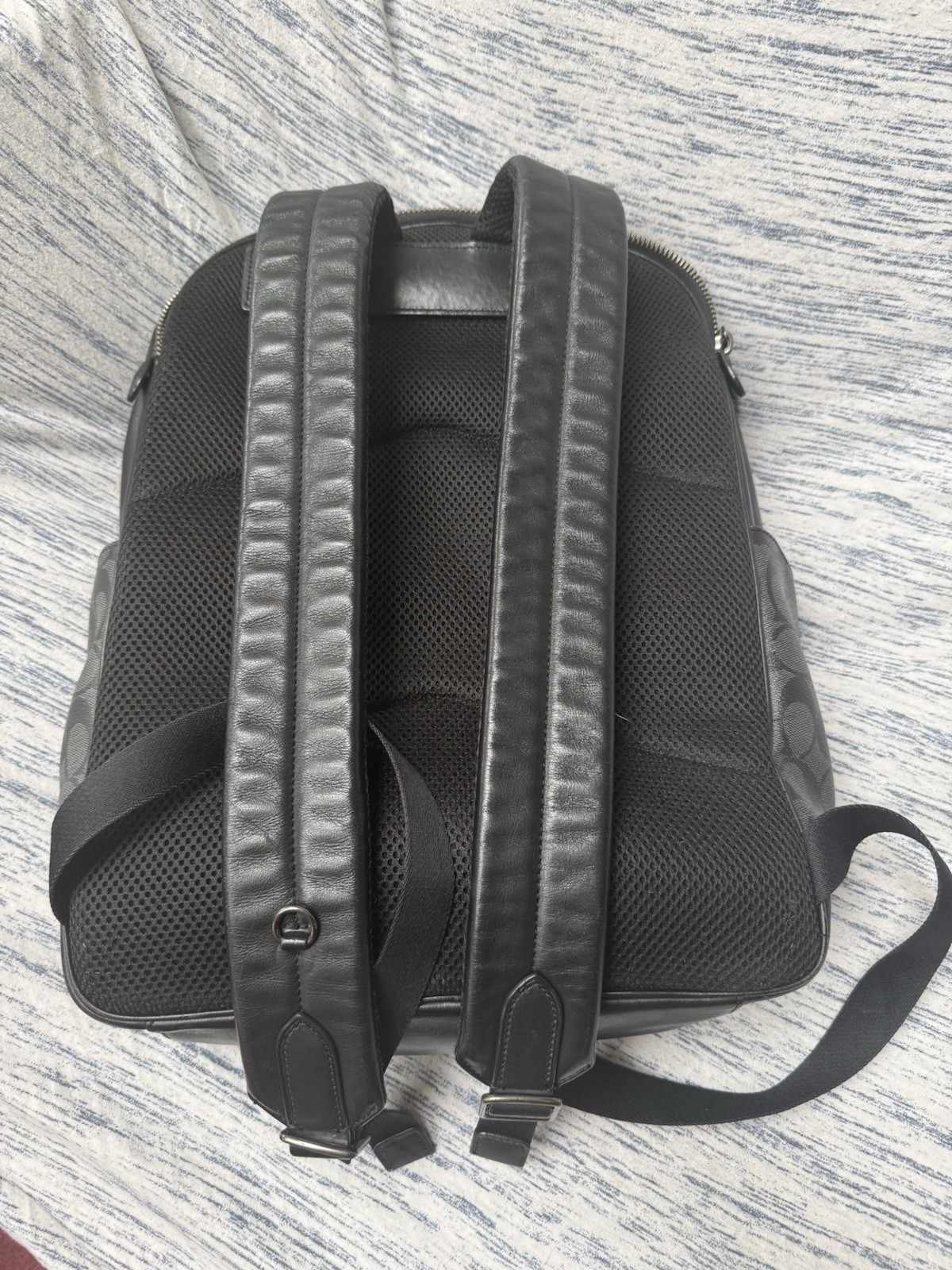 Coach Graham Black Leather Backpack Men’s Laptop Travel Bookbag