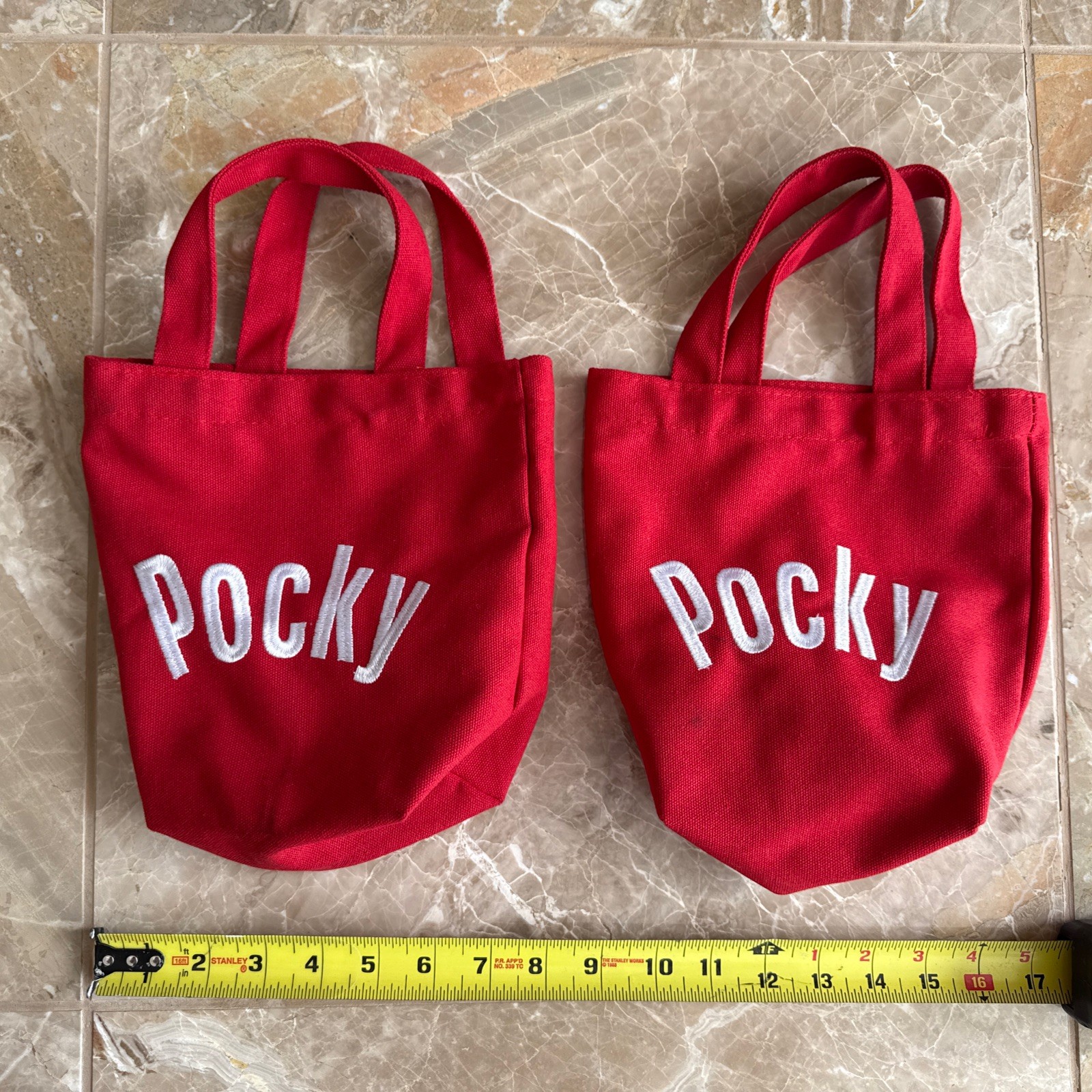 Pocky Canvas Promotional Tote Carry Bags (2) Size 9 X 8 inch Used