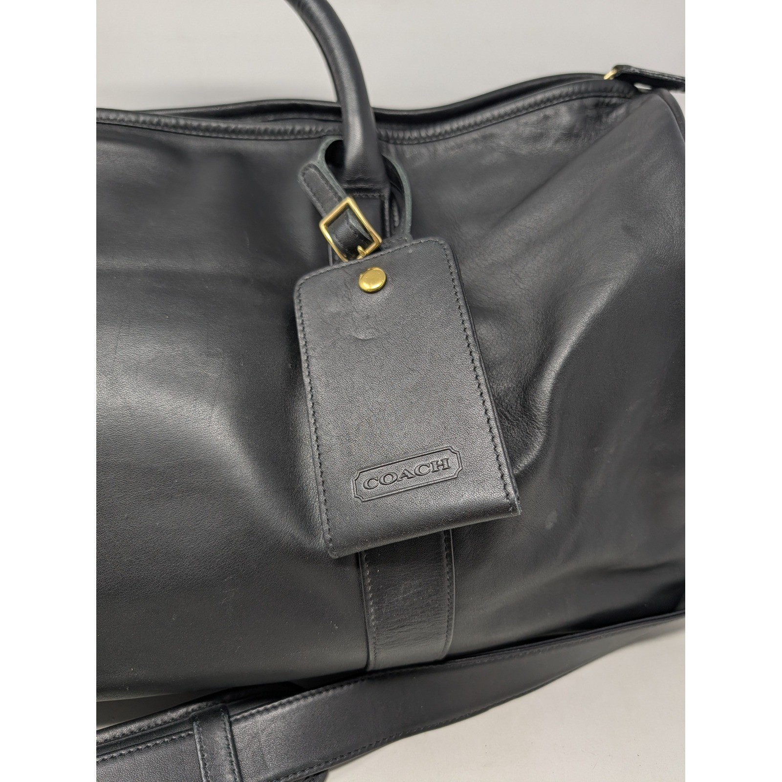 Coach Transatlantic Duffel Bag Black Leather Travel Weekender F1S-0596