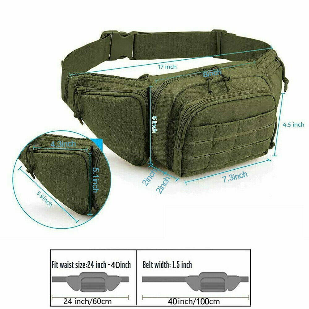 Tactical Waist Bag Concealed Gun Carry Pouch Military Pistol Holster Fanny Pack