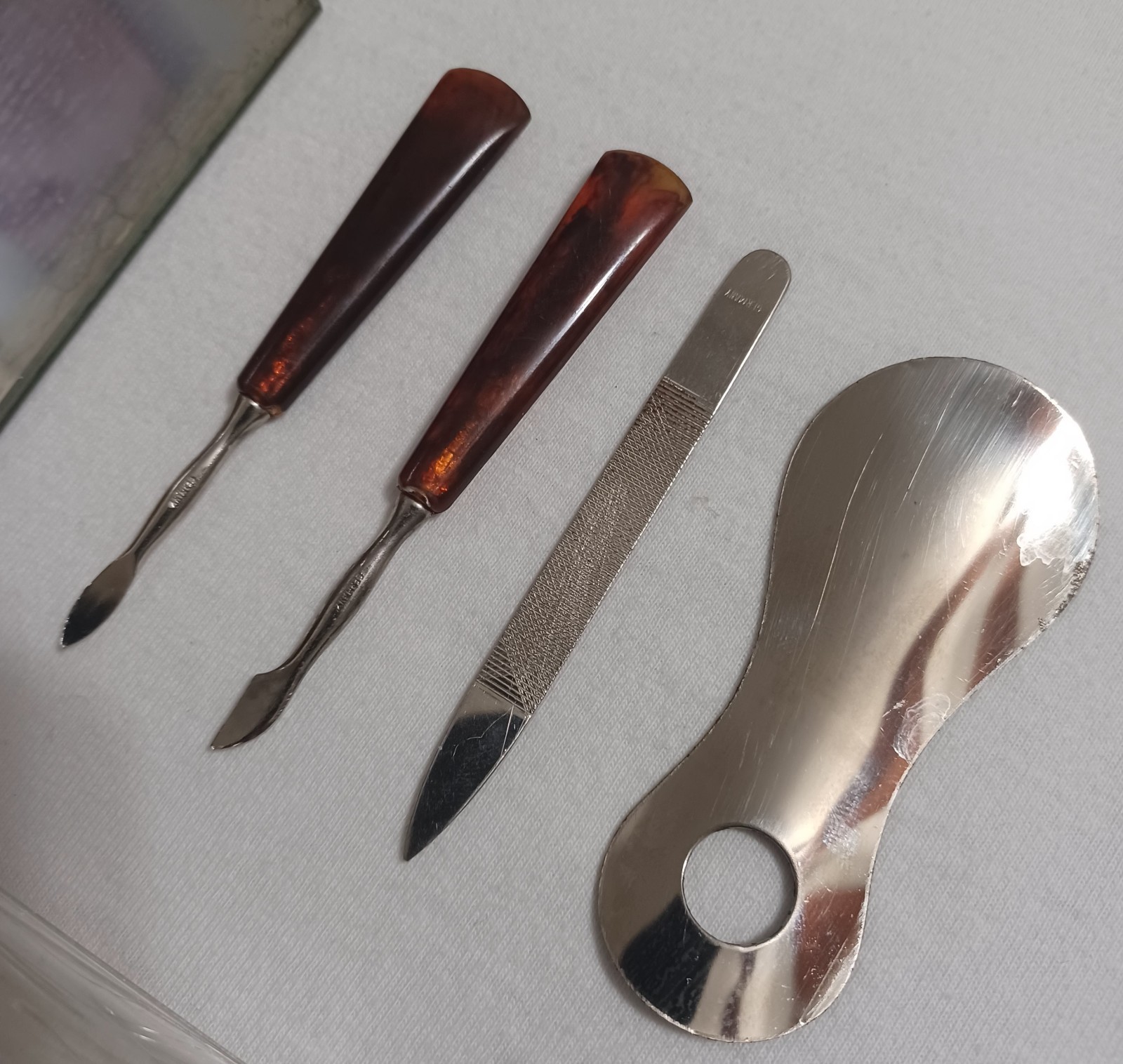 Vintage West Germany Leather Grooming Kit With Manicure Set & Brush, Zippered