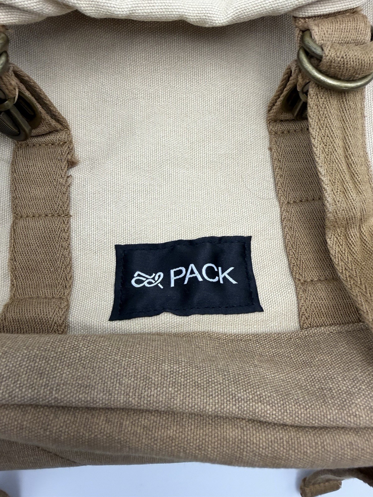 Canvas Rucksack Backpack Tan Minimalist Vintage Style Pack 18×14 YKK Zipper
