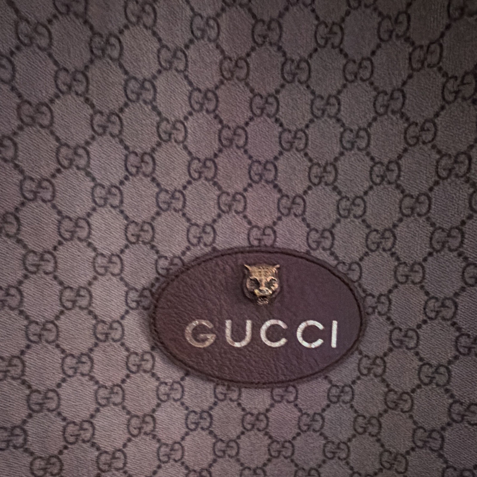 Gucci GG Pattern Drawstring Backpack Medium Beige Brown w/ Dust Bag Adjustable
