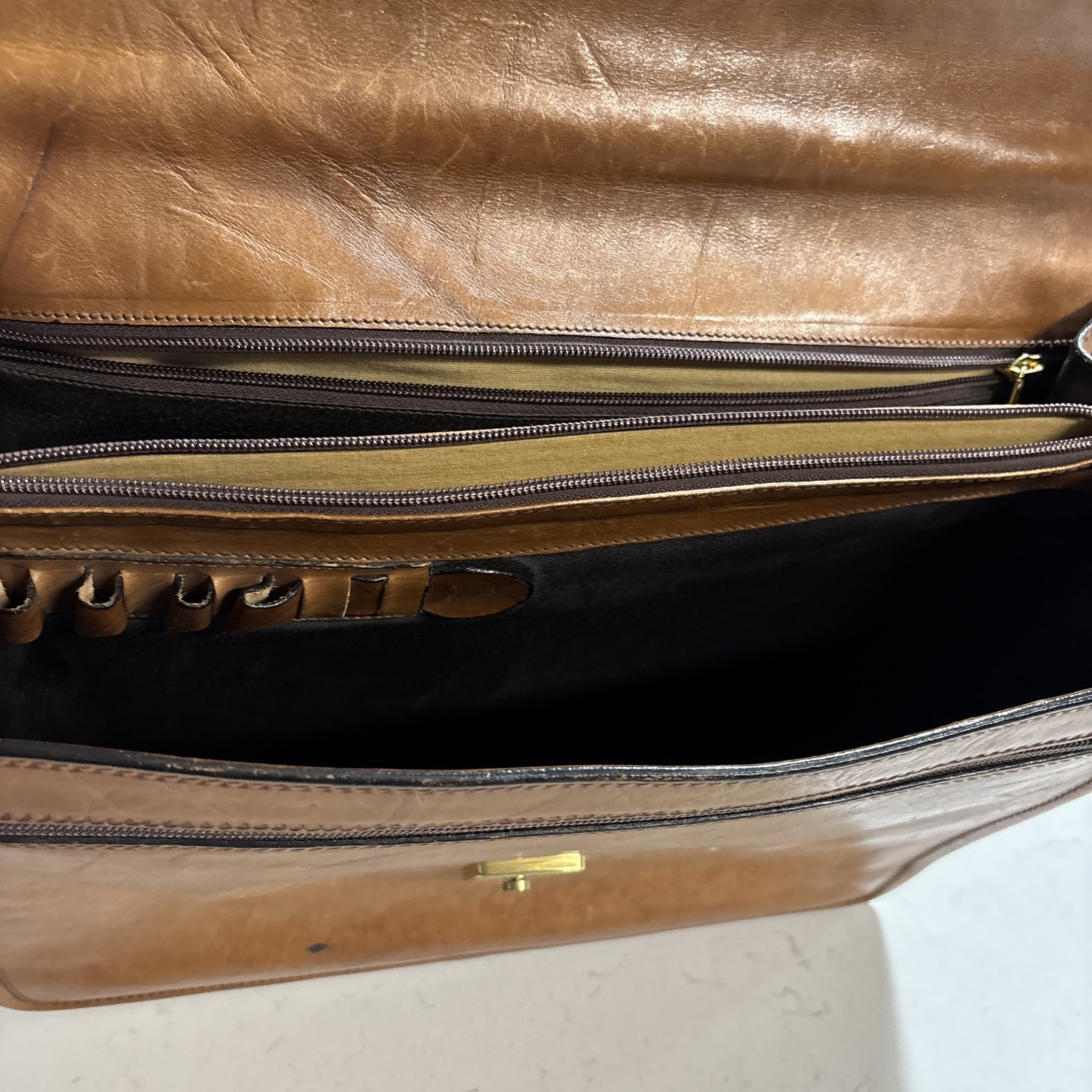 Campanile Vintage Italian Leather Executive Briefcase Satchel Brown Rare