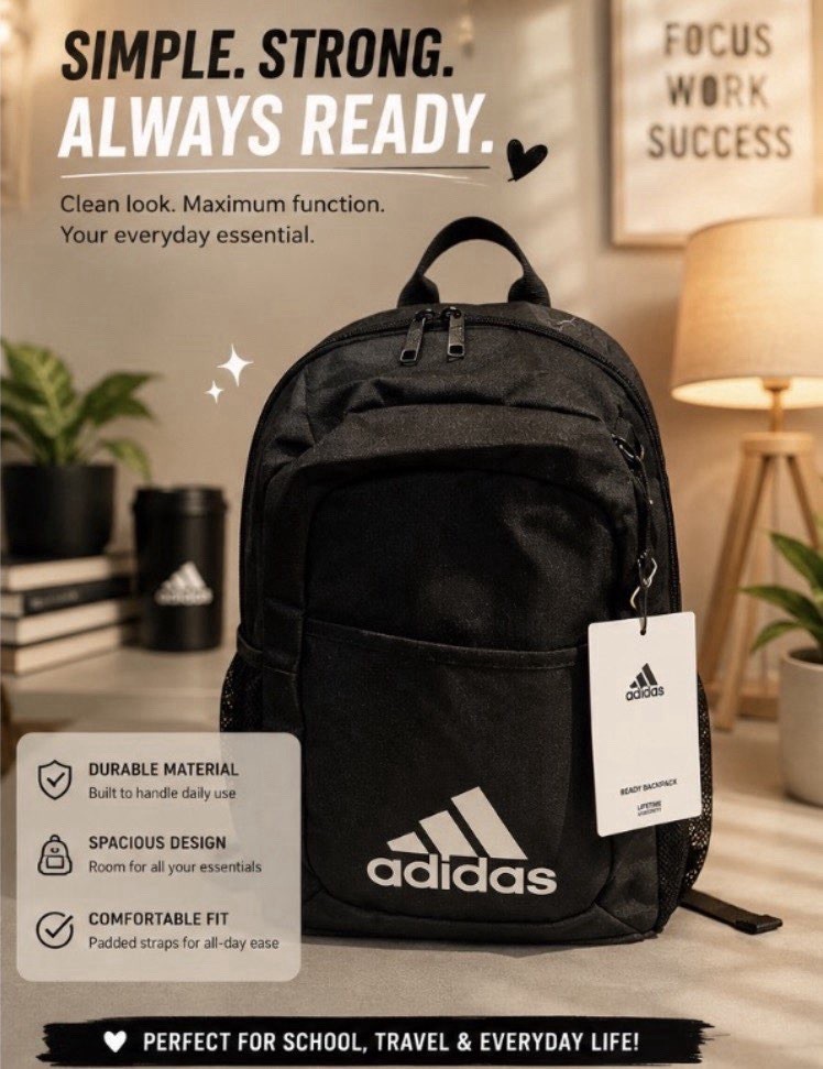 Adidas Daily Originals Black Backpack with Laptop Sleeve
