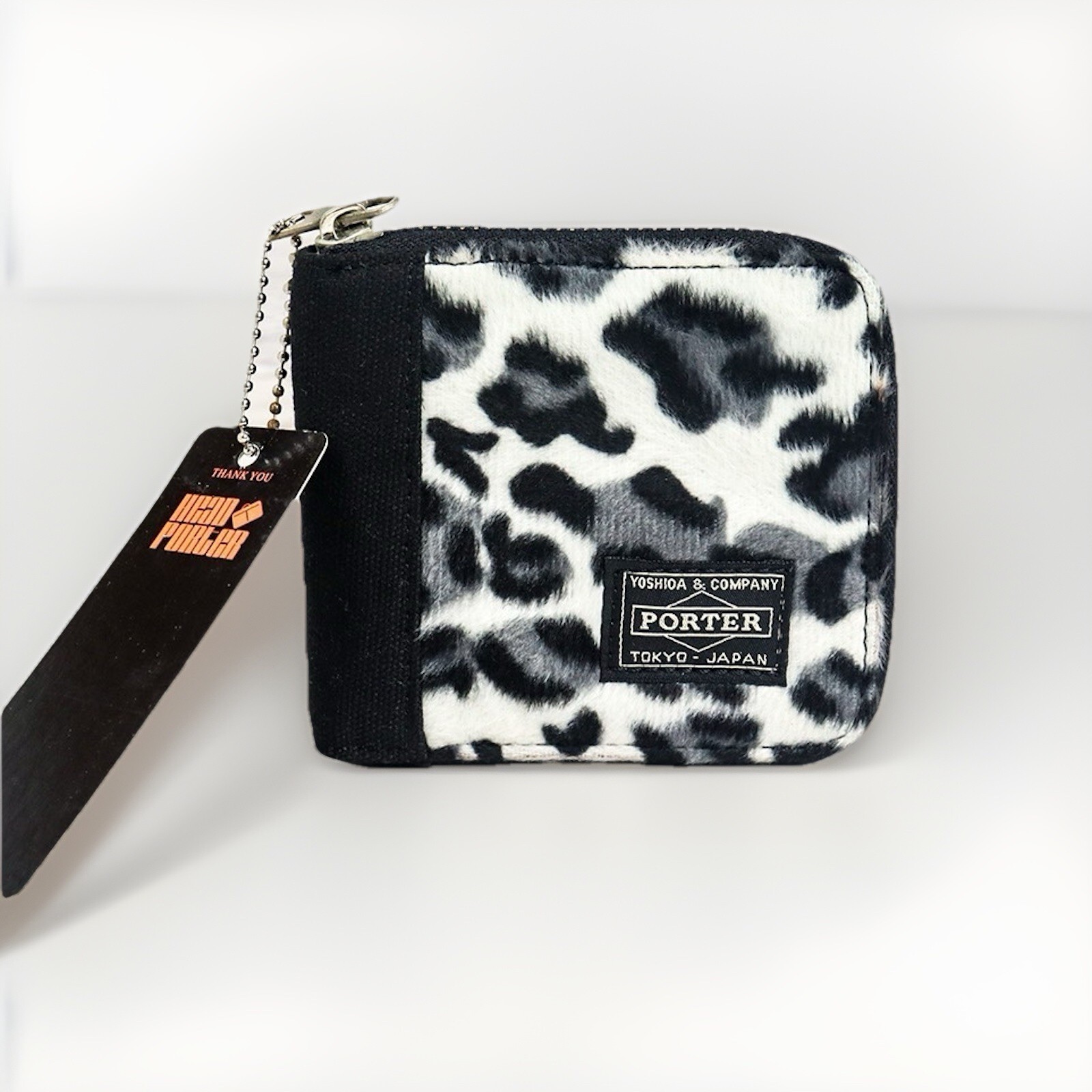 Brand New Head Porter Leopard Print Zip Around Wallet Black/White Made in Japan
