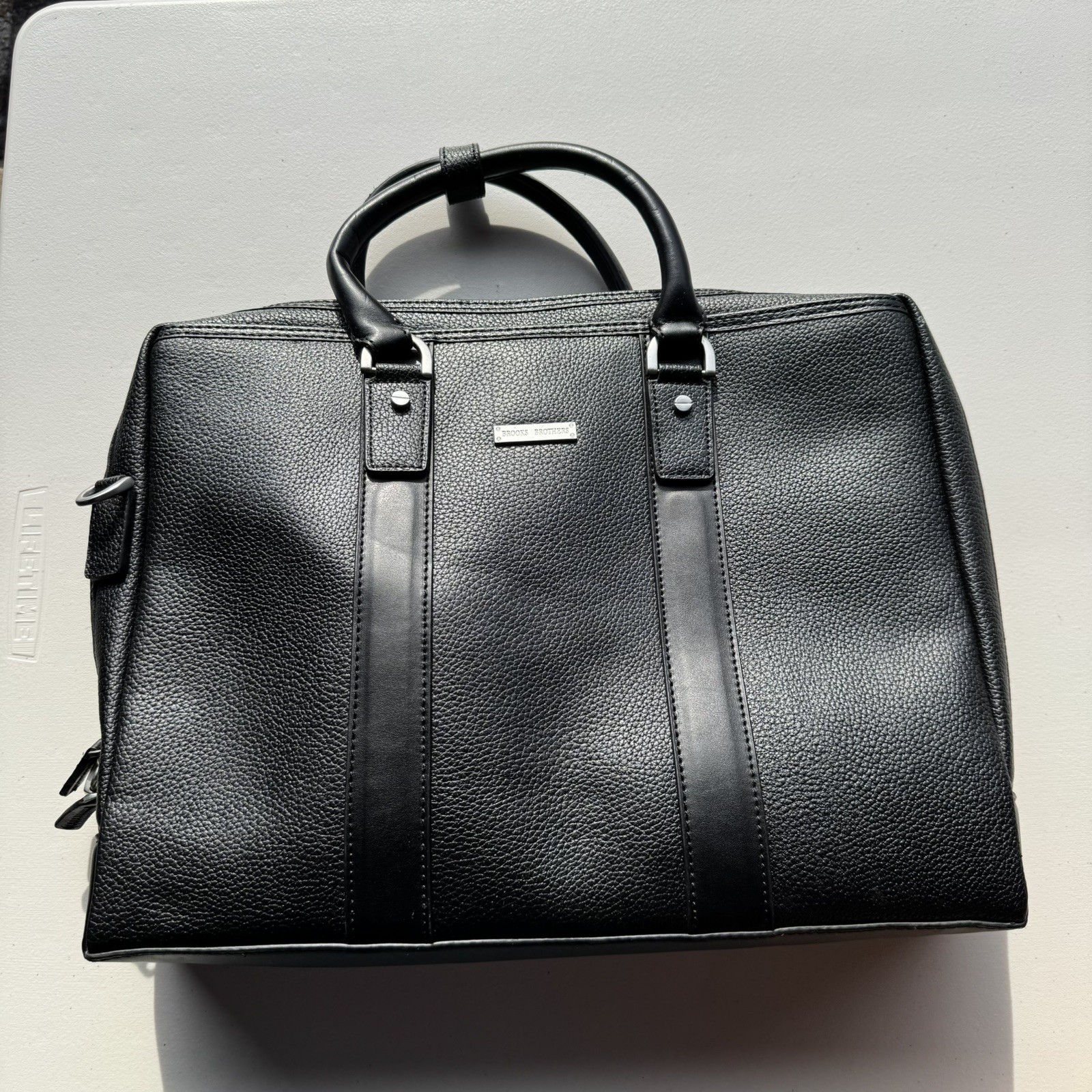 Brooks Brothers Pebbled Black Genuine Leather Briefcase Bag – READ ABOUT STRAP