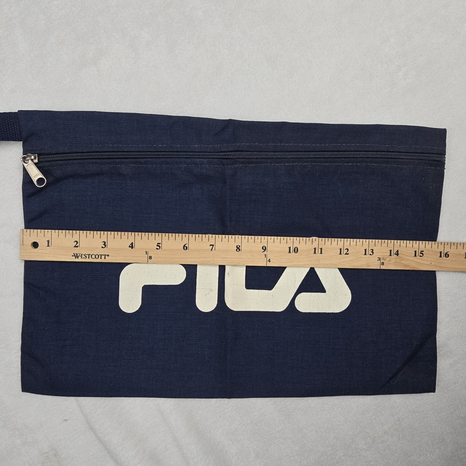 Fila Sport Navy Blue Double Sided Logo Zipper Pouch 16×10 Loop