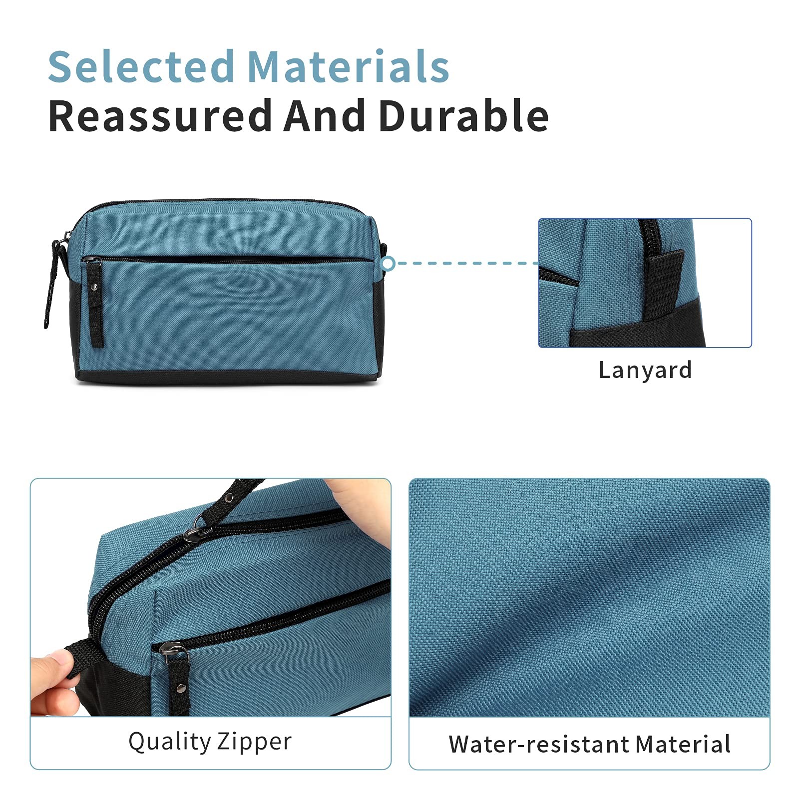 BuyAgain Toiletry Bag, Travel 9.25x5x3.75 inches, Silver Blue