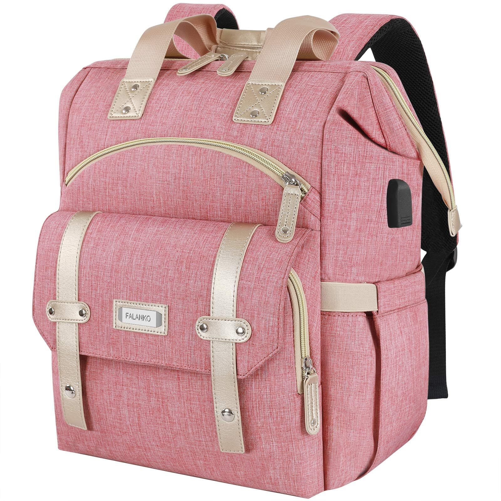 Backpack for WomenWide Open Work Large USB Charging Port Student Bookbag for …