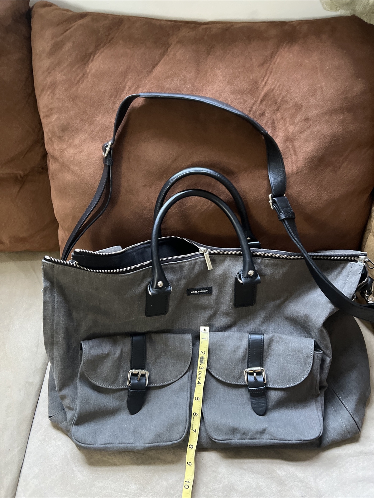 Hook + Albert Black Grey Canvas Garment Duffel Bag Convertible Weekend