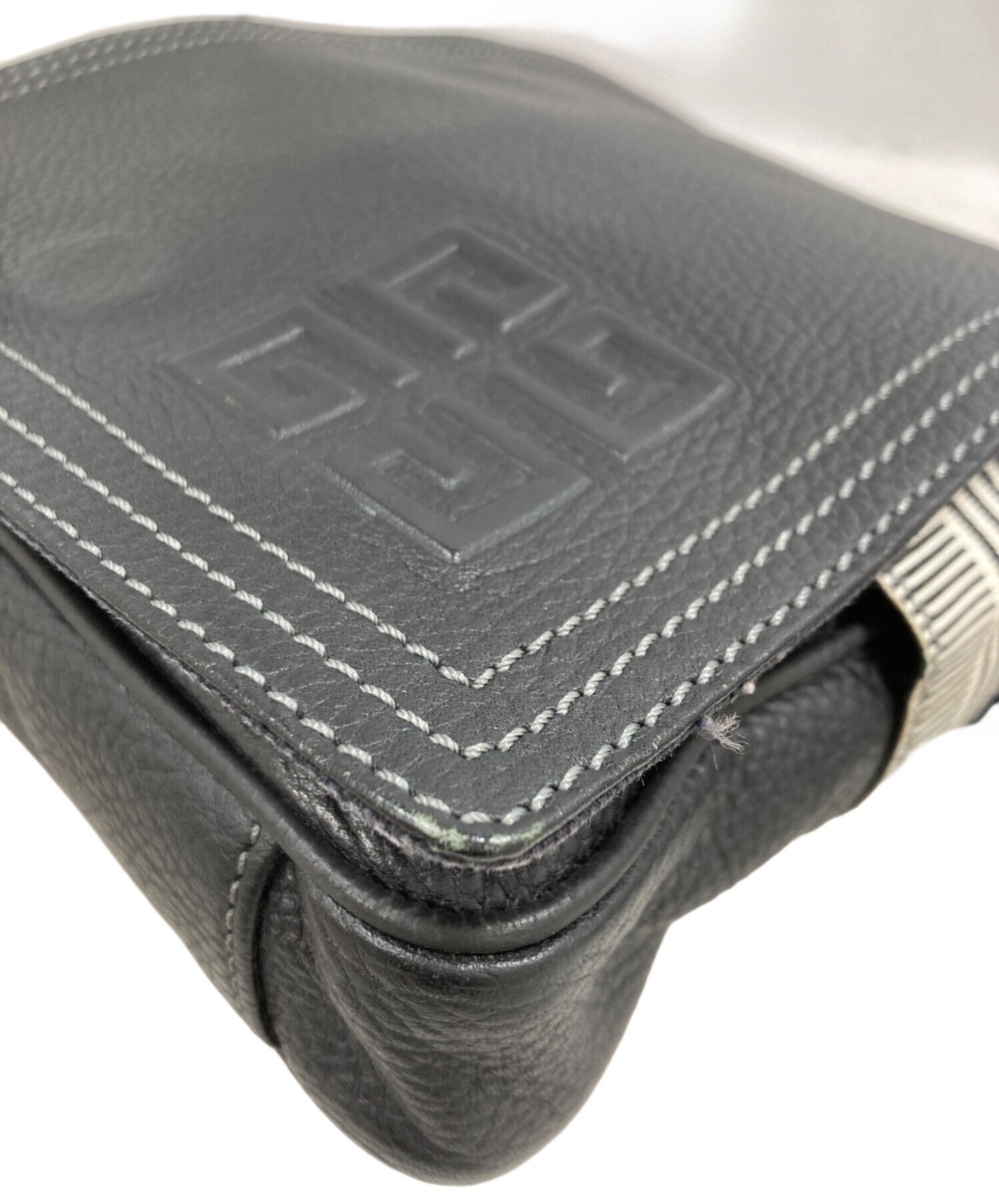GIVENCHY Authentic Logo Embossed Shoulder Bag Black Crossbody Messenger Bag