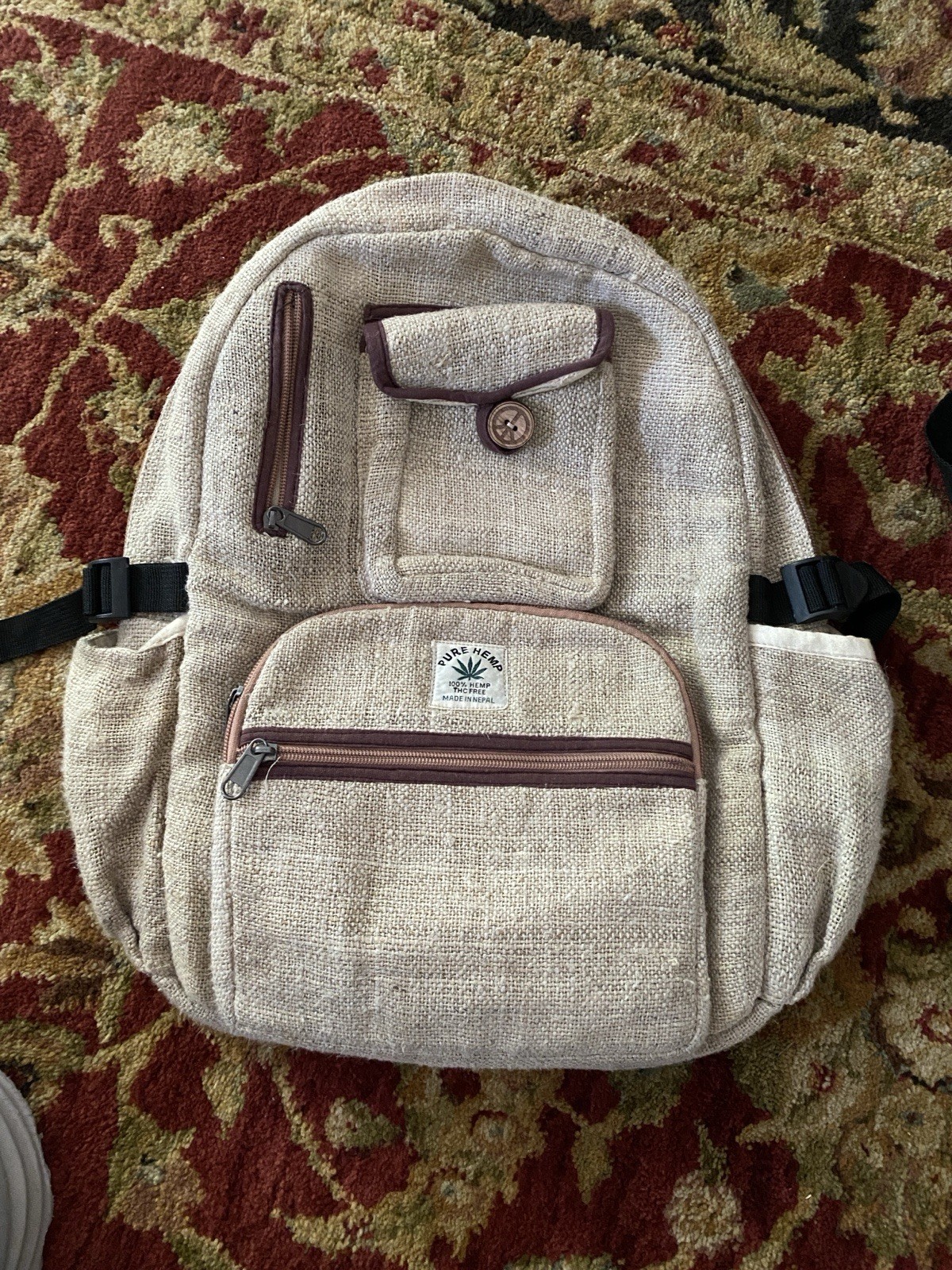 Himalayan 100% Pure Hemp THC Free Multi Color Backpack Made in Nepal