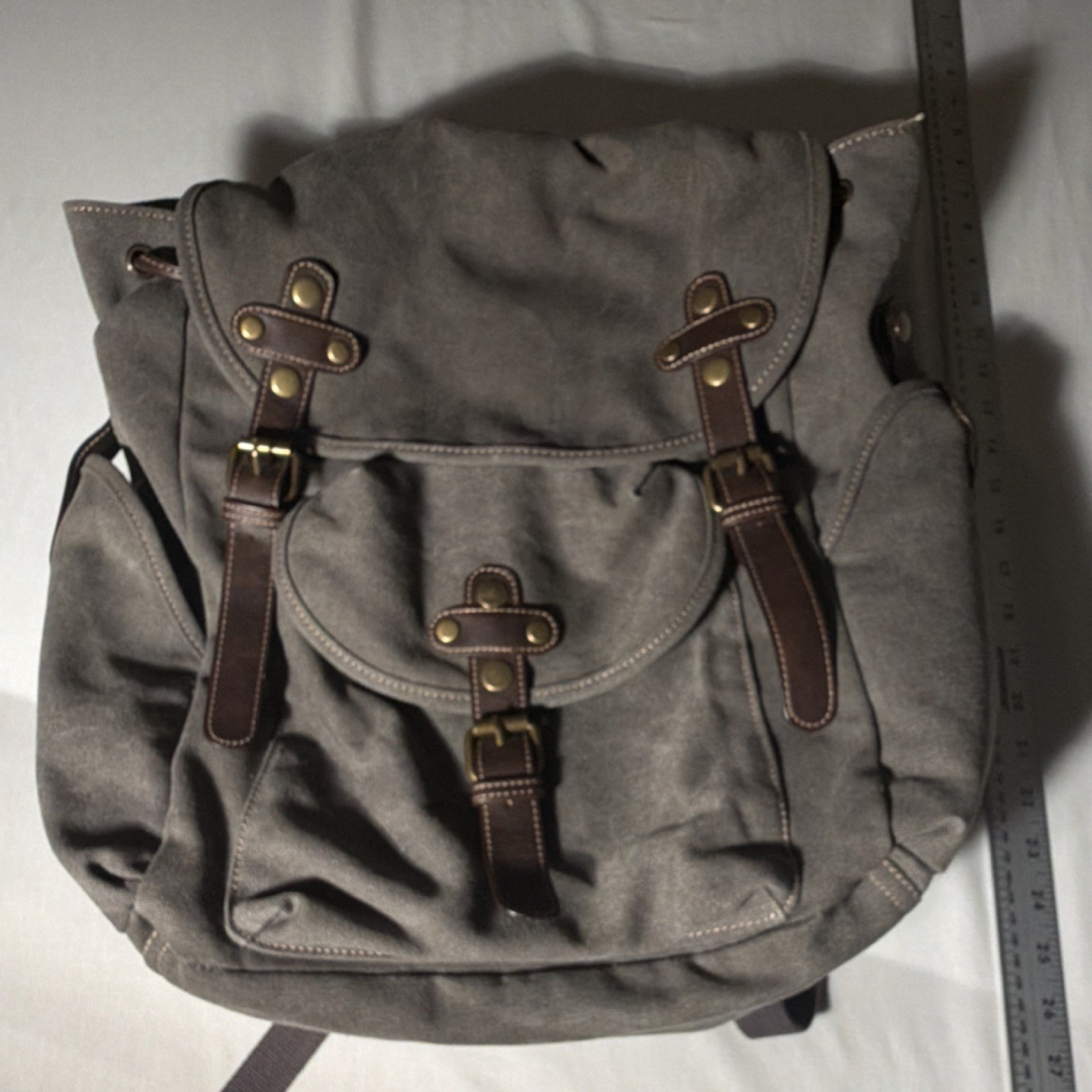 Cargoli Brown Backpack Buckle Magnetic Closure Adjustable Strap Outer Pockets