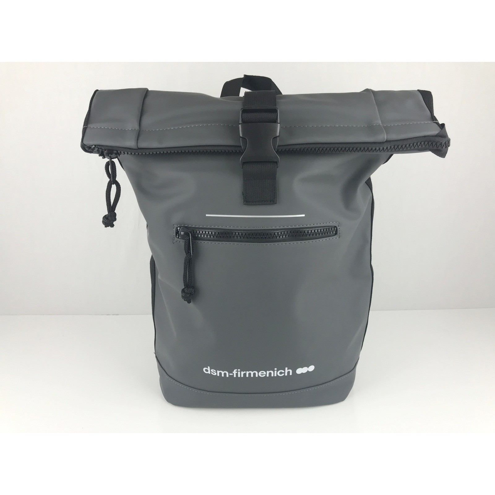 DSM Firmemich Roll Top Backpack Dark Gray Water Resistant Laptop Bag NWT