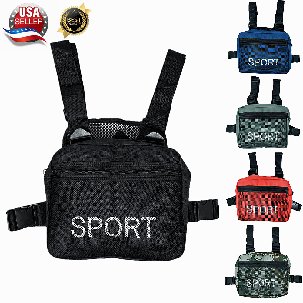 Front Chest Rig Bag Kit Hip Pack Vest Streetwear Sports Work Shoulder Pouch Bags
