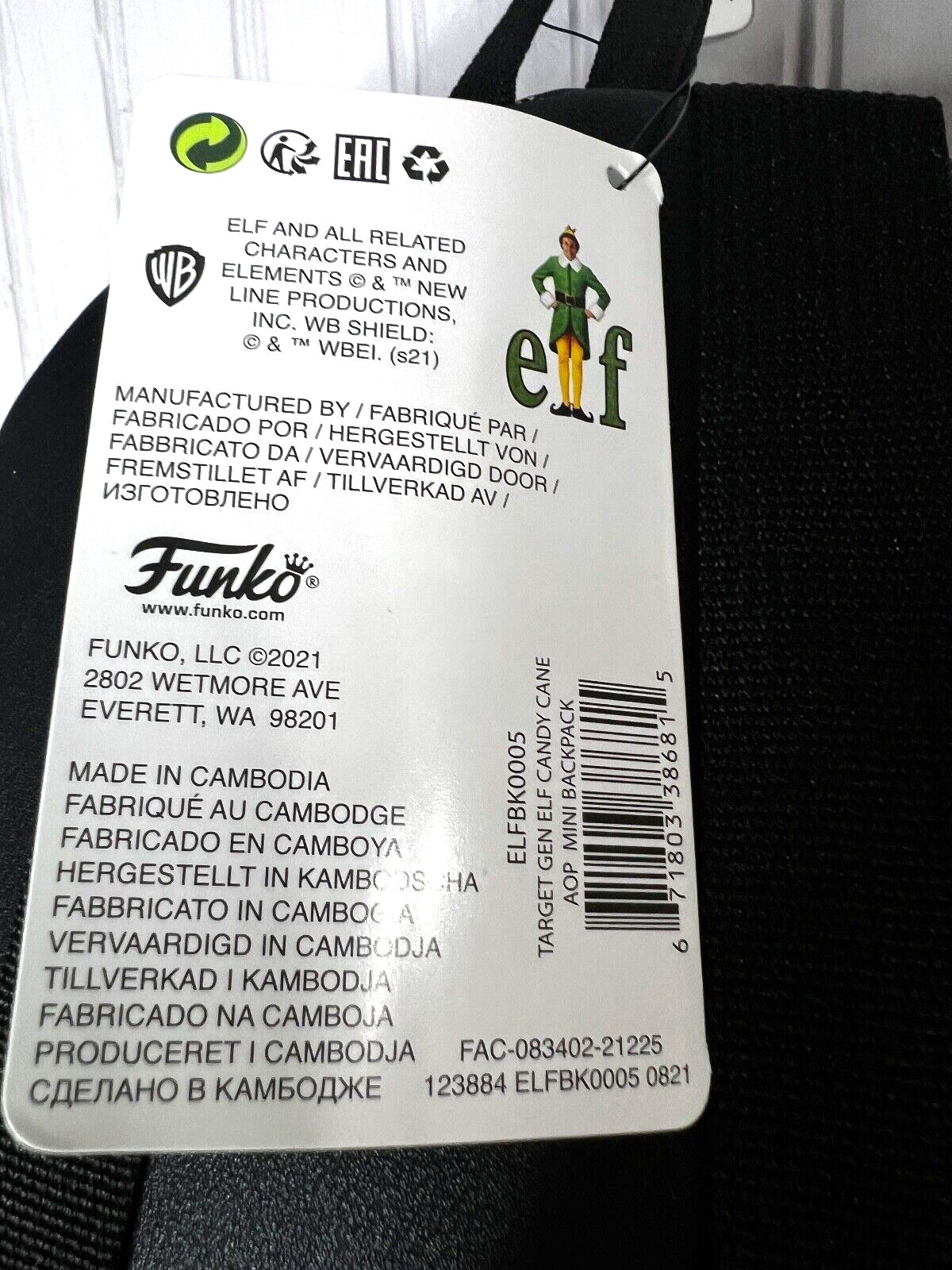Funko Pop Buddy The Elf Womens BACKPACK Graphic Mini Buddy the Elf Movie NEW