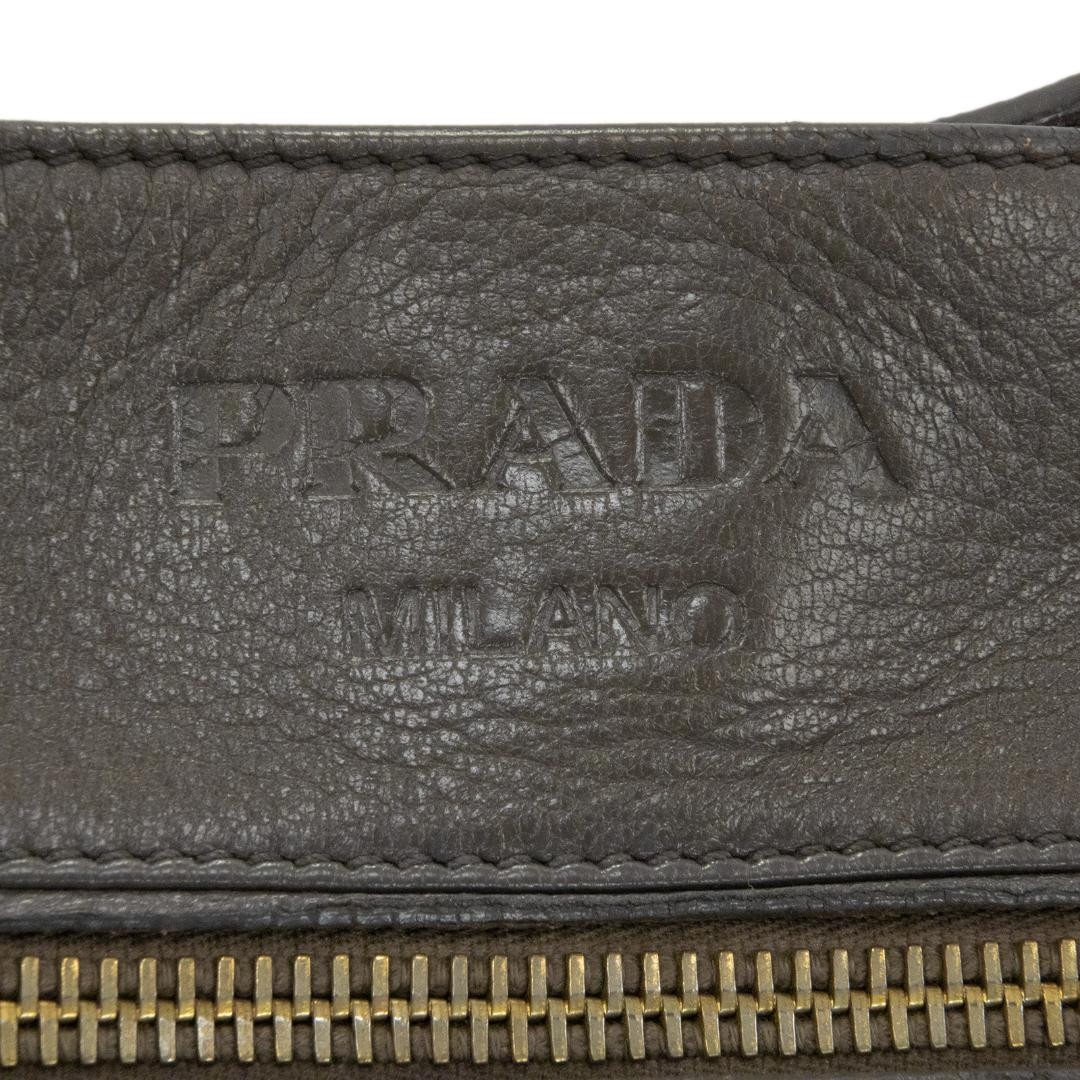 PRADA VITELLO Daino Gray Crossbody Bag Men Women Leather Gold Rare Authentic