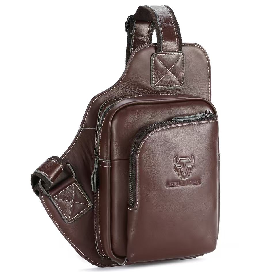 Men’s Chest bag Genuine Leather Sling Backpack Shoulder Bag,Crossbody Bag Travel