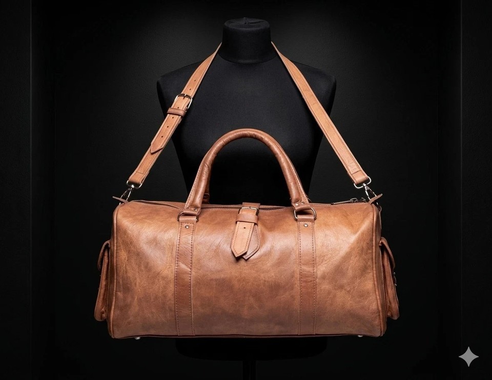 Fore Sure Leather Duffel Bag Brown Travel Overnight Bag New