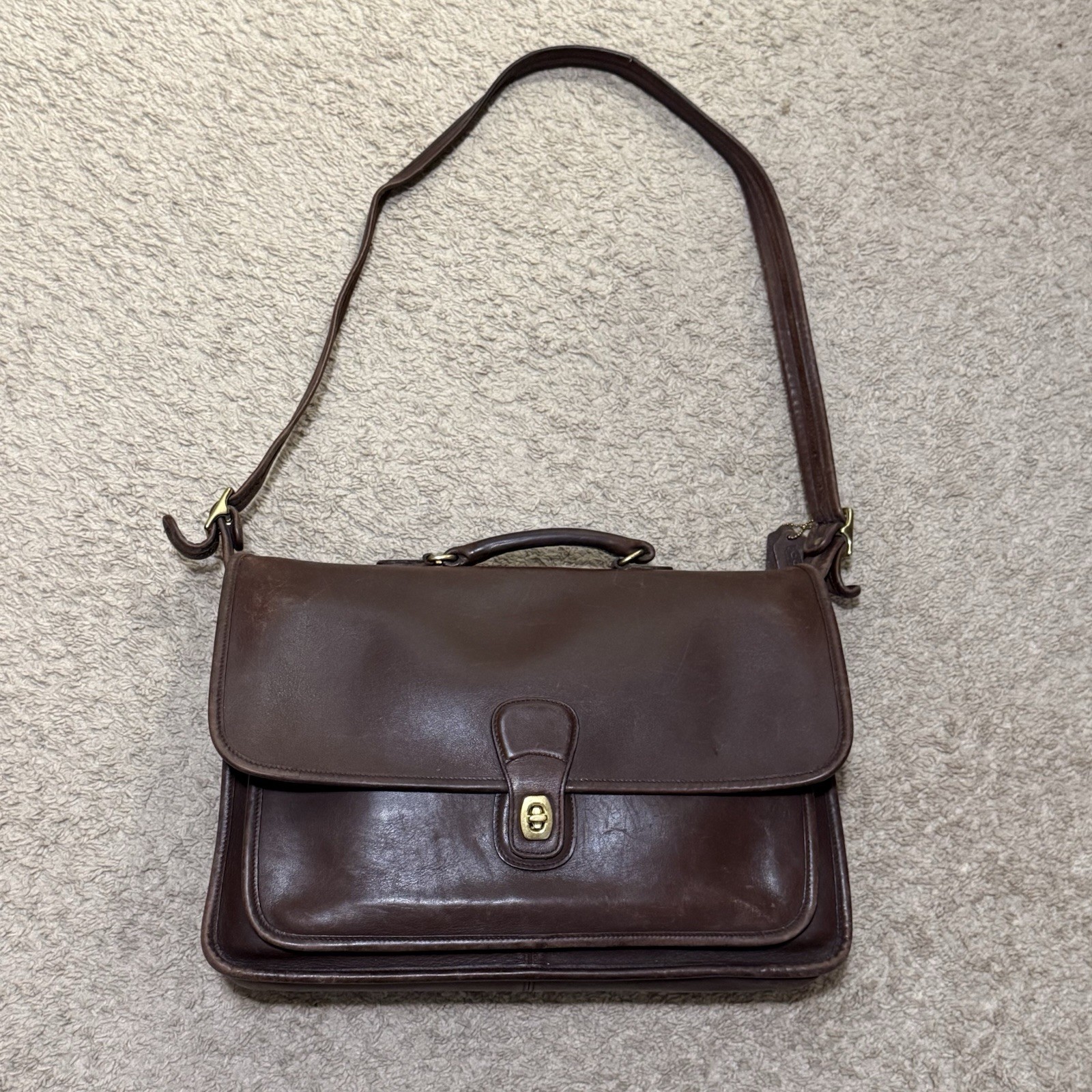 COACH Vintage Metropolitan Briefcase Brown Leather Classic Bag Brass Hardware