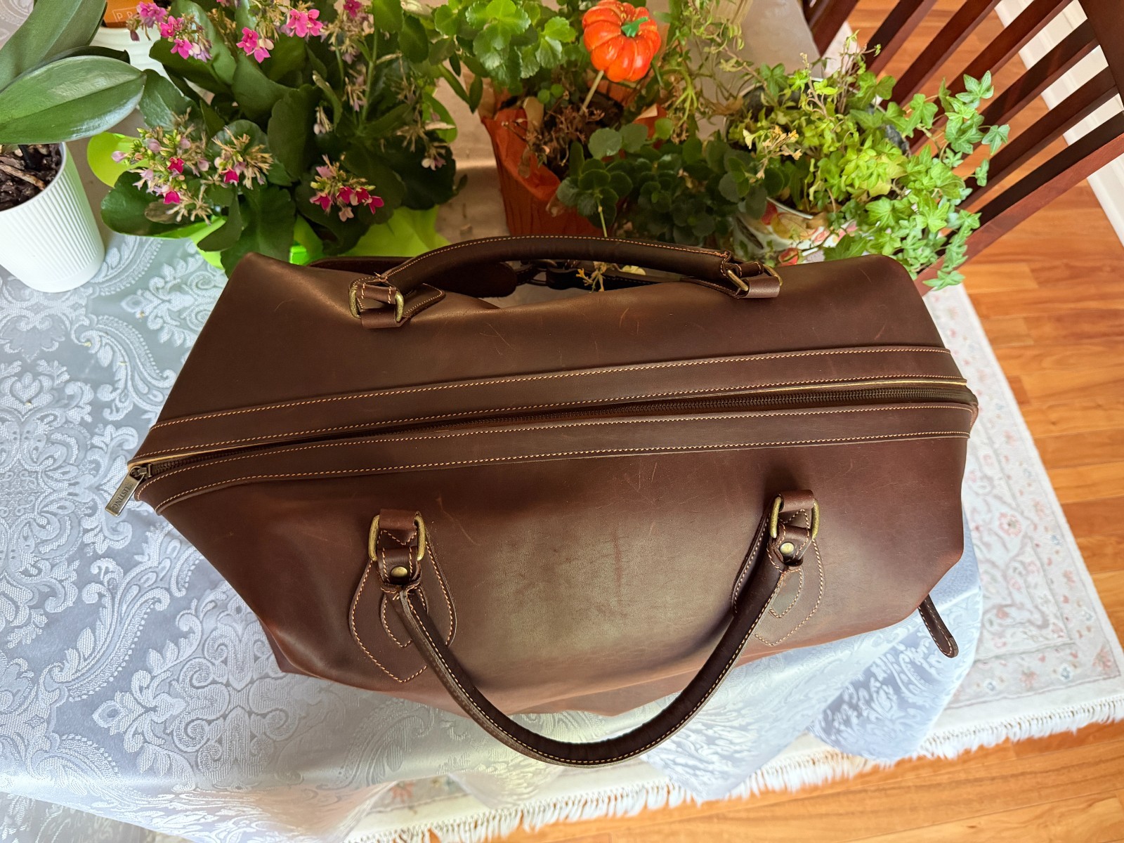 Tusting Explorer Duffel Bag, All Leather + NEVER USED still with tags