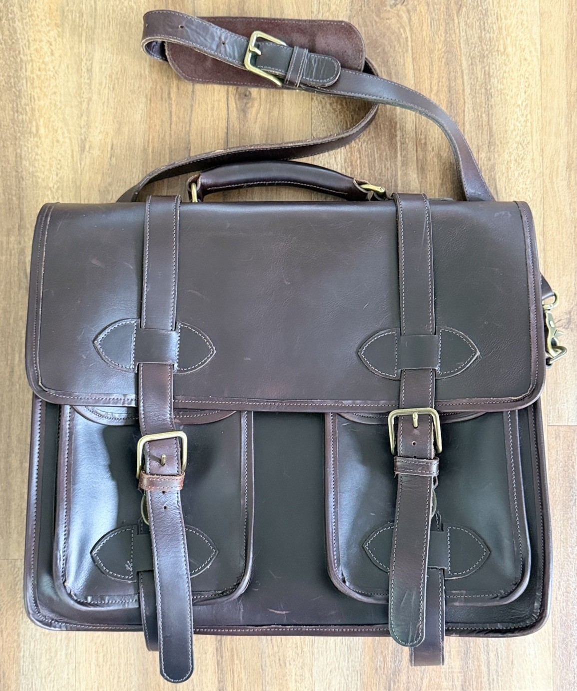 CUSTOM HIDE Saddle Leather Briefcase WW2 Style Dispatch Field Bag Messenger