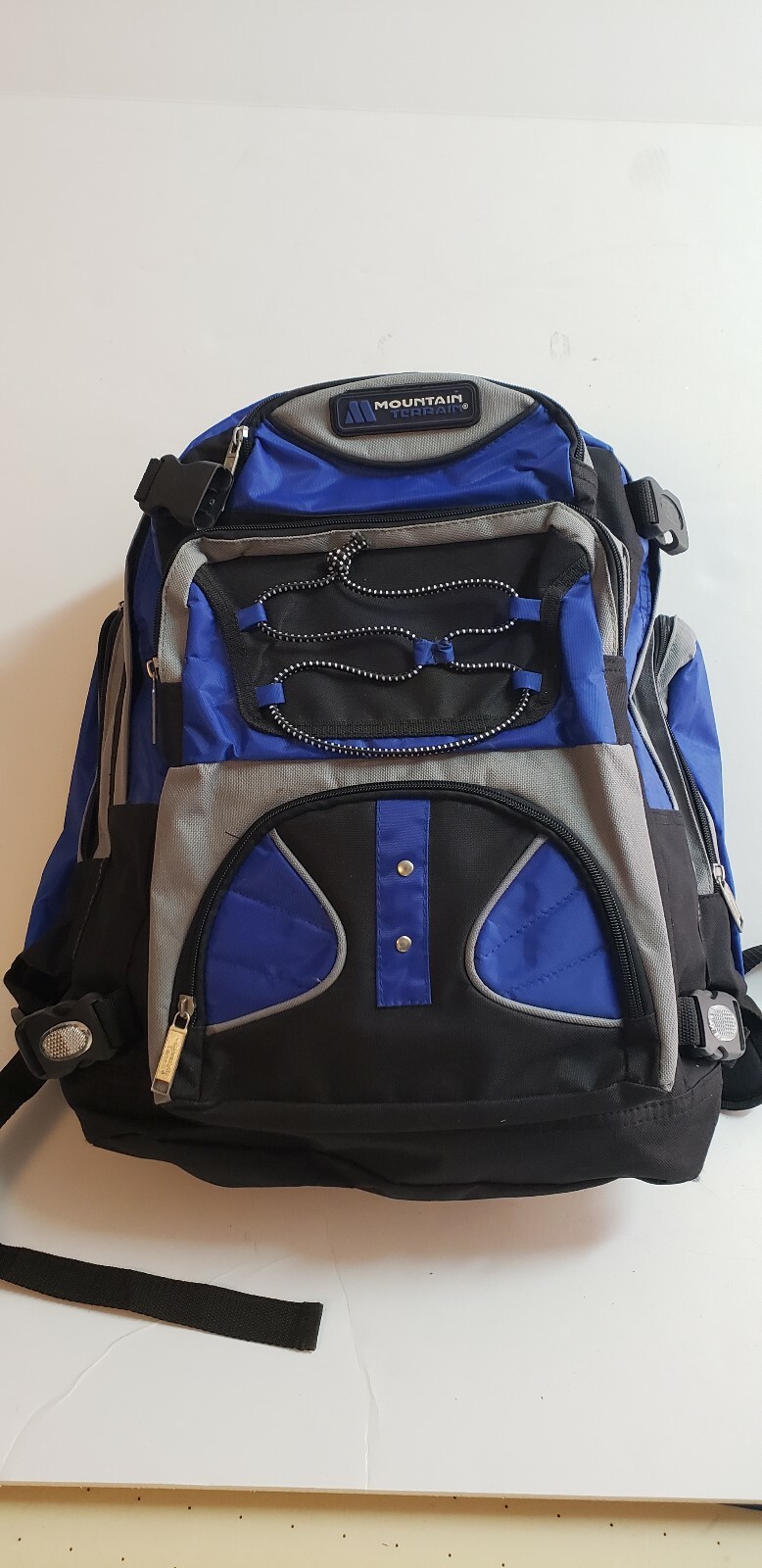 Mountain Terrain Backpack Black/Blue Multi-Pockets School Backpack Zippered