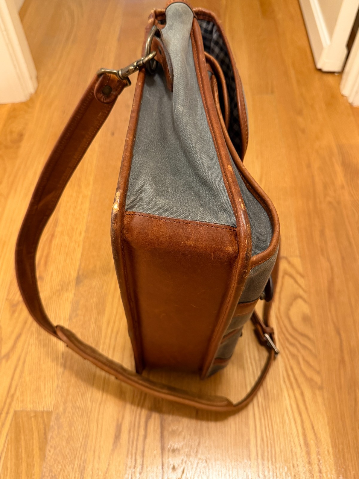 Korchmar Garfield Waxed Canvas Briefcase Bag Grey