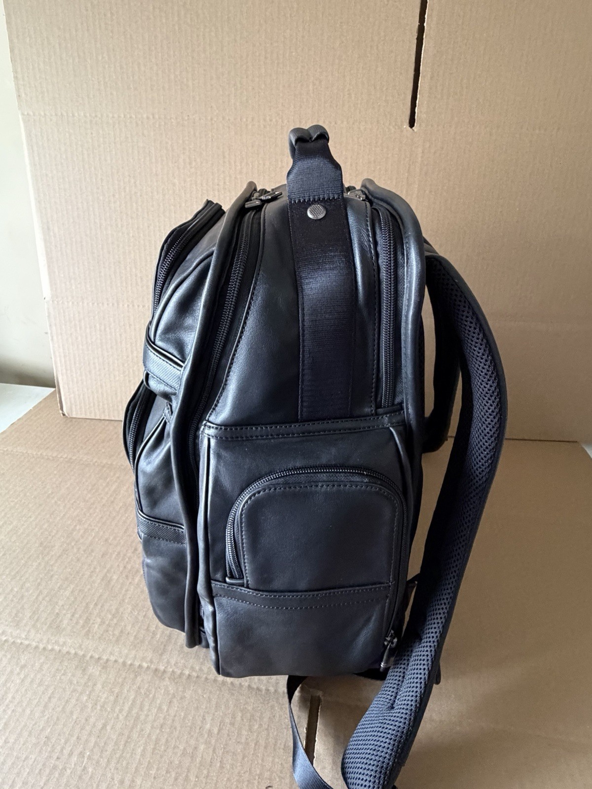 TUMI Alpha 3 Brief Pack Black Leather Backpack 117343 1041 9603580 New