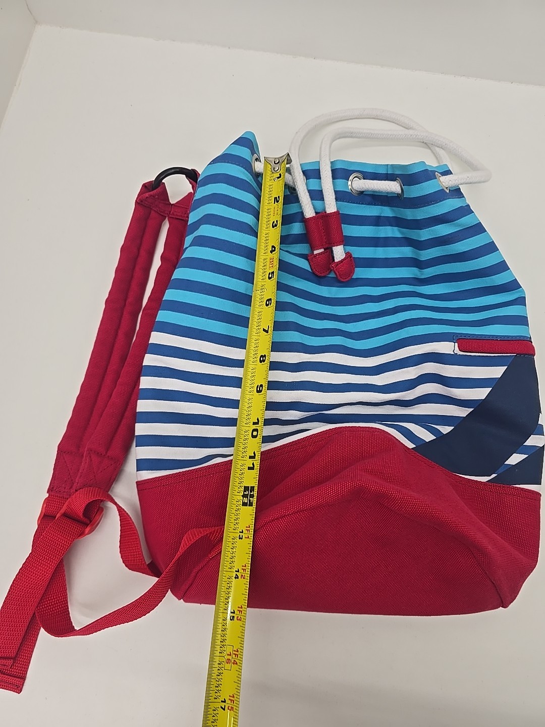 Nautica Red White Blue drawstring Boat Bag Backpack