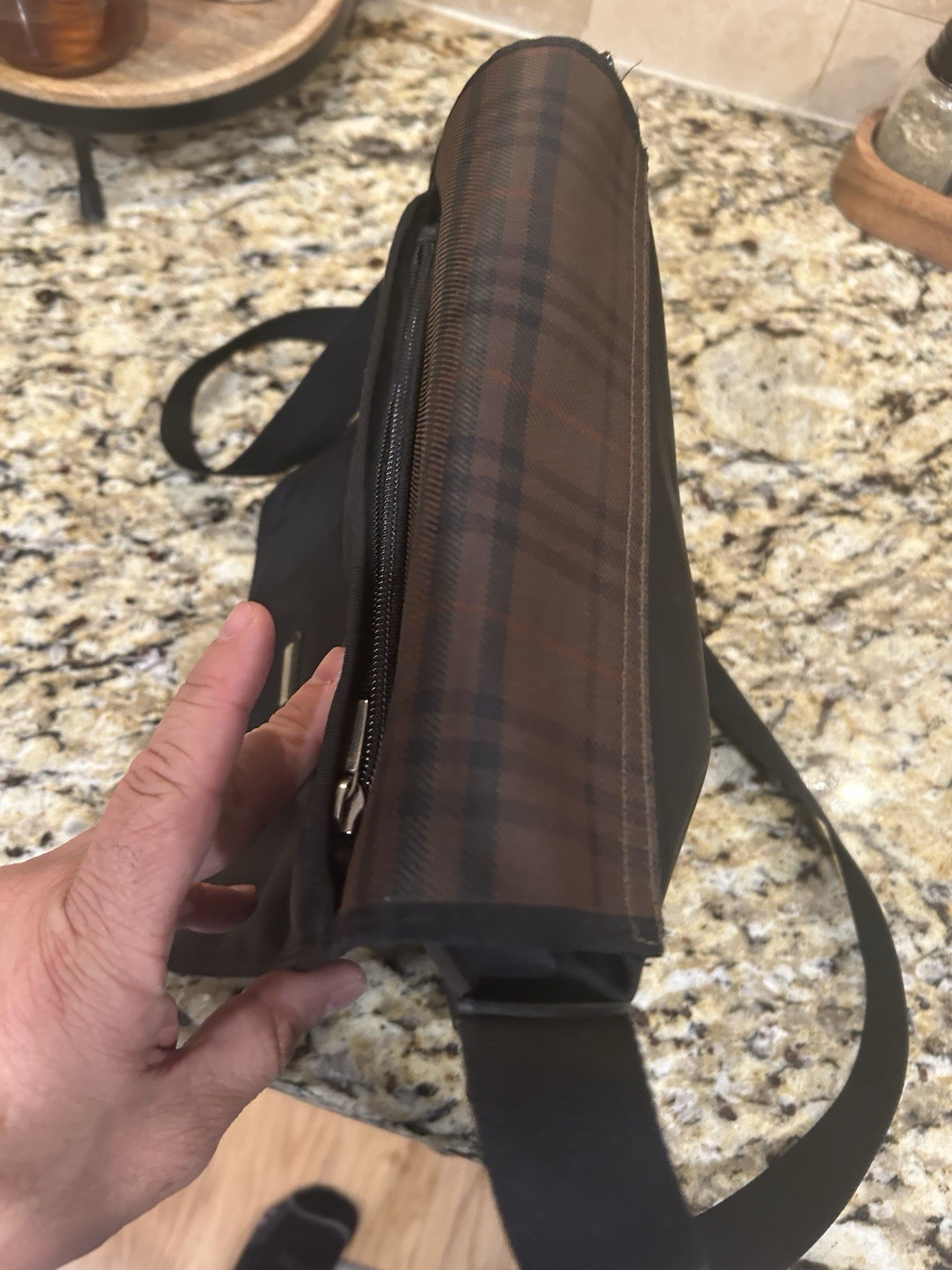 Burberry Messenger Shoulder Bag Nova Check Black and brown logo