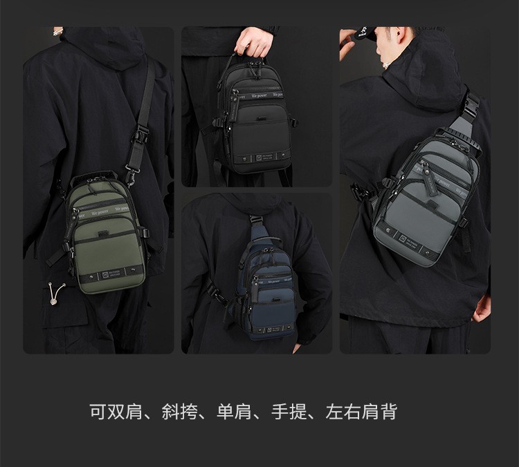 Waterproof Nylon MultiPocket Outdoor Sling Chest Bag Unisex Cycling Shoulder Bag