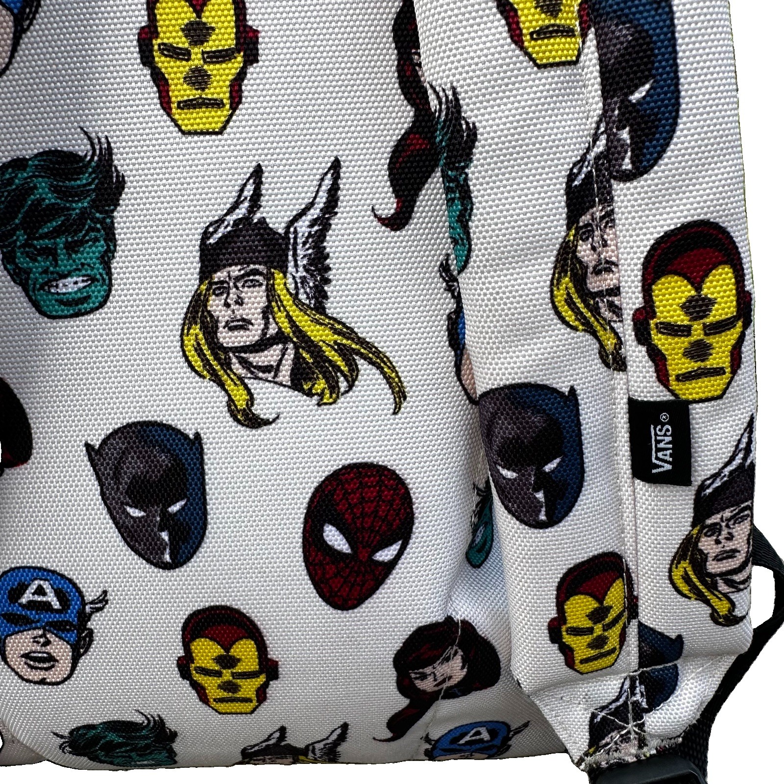 Vans x Marvel Backpack With Superheroes Spiderman Black Panther Hulk Thor – EUC