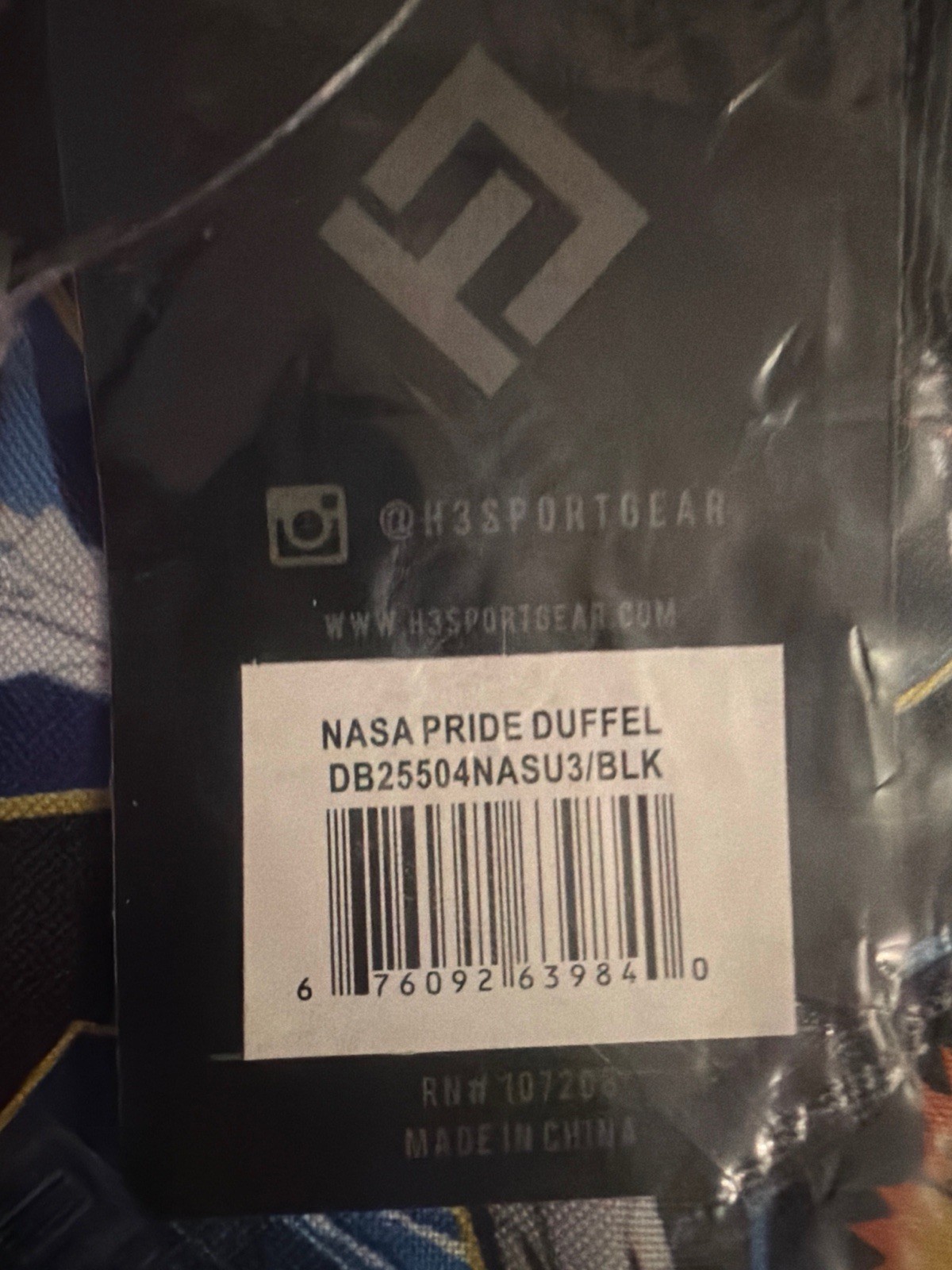 H3 Sportgear Travel Gym Bag NASA Pride Duffel Bag NWT