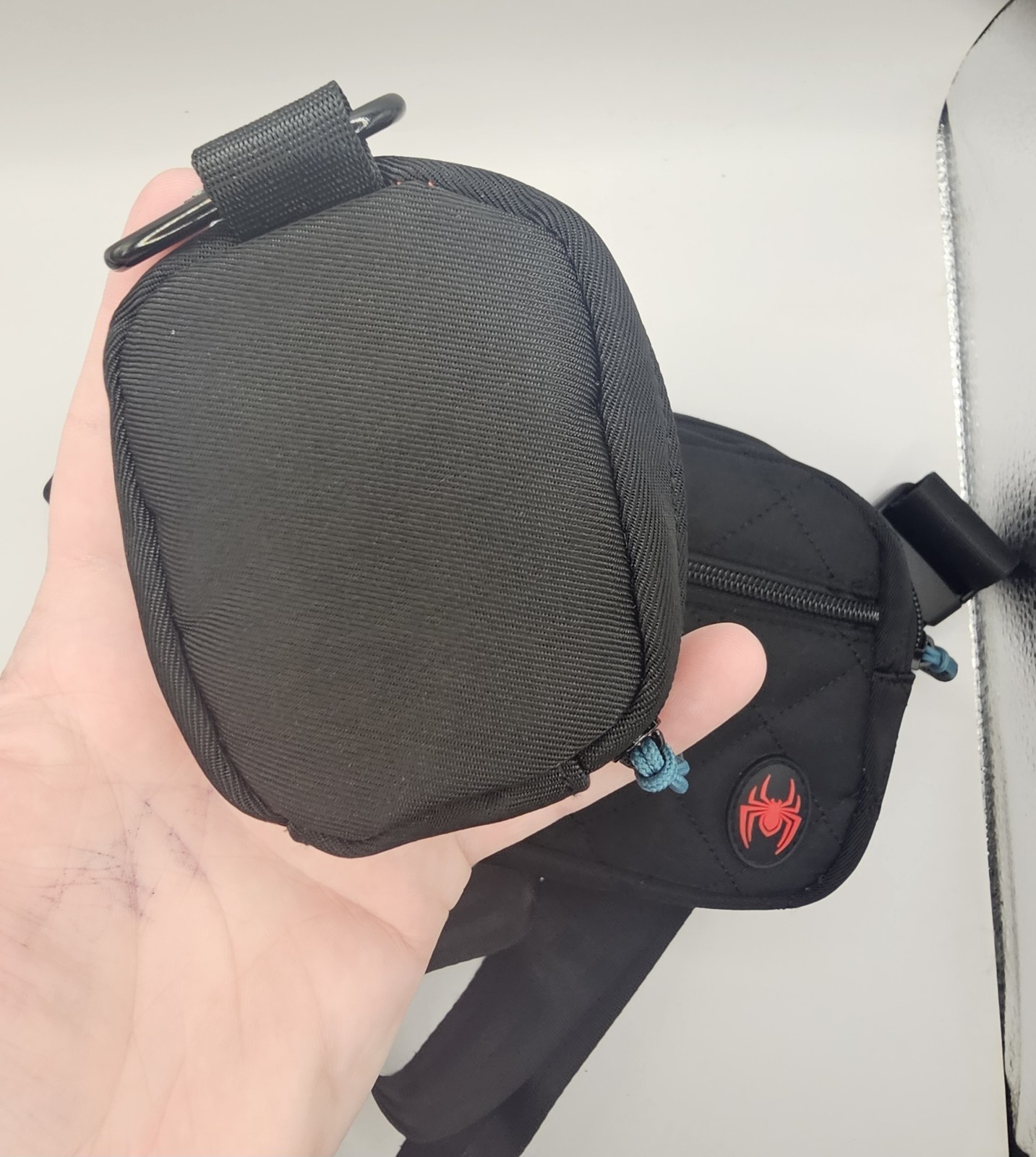 Marvel Miles Morales Spider-Man Crossbody Sling Bag w/ Clip-On Pouch Black/Red